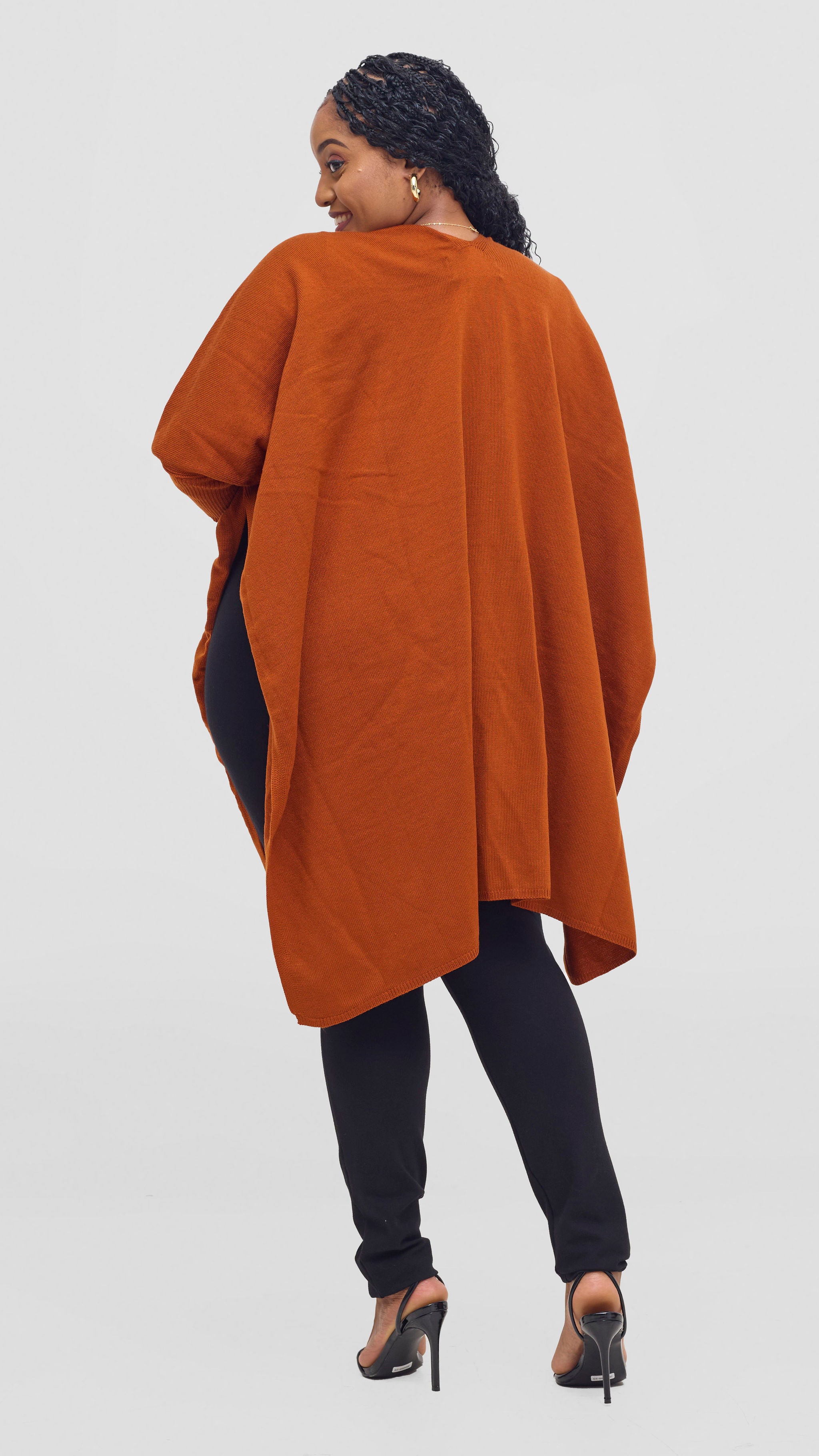 Vivo Cuffed Wrap Poncho - Rust