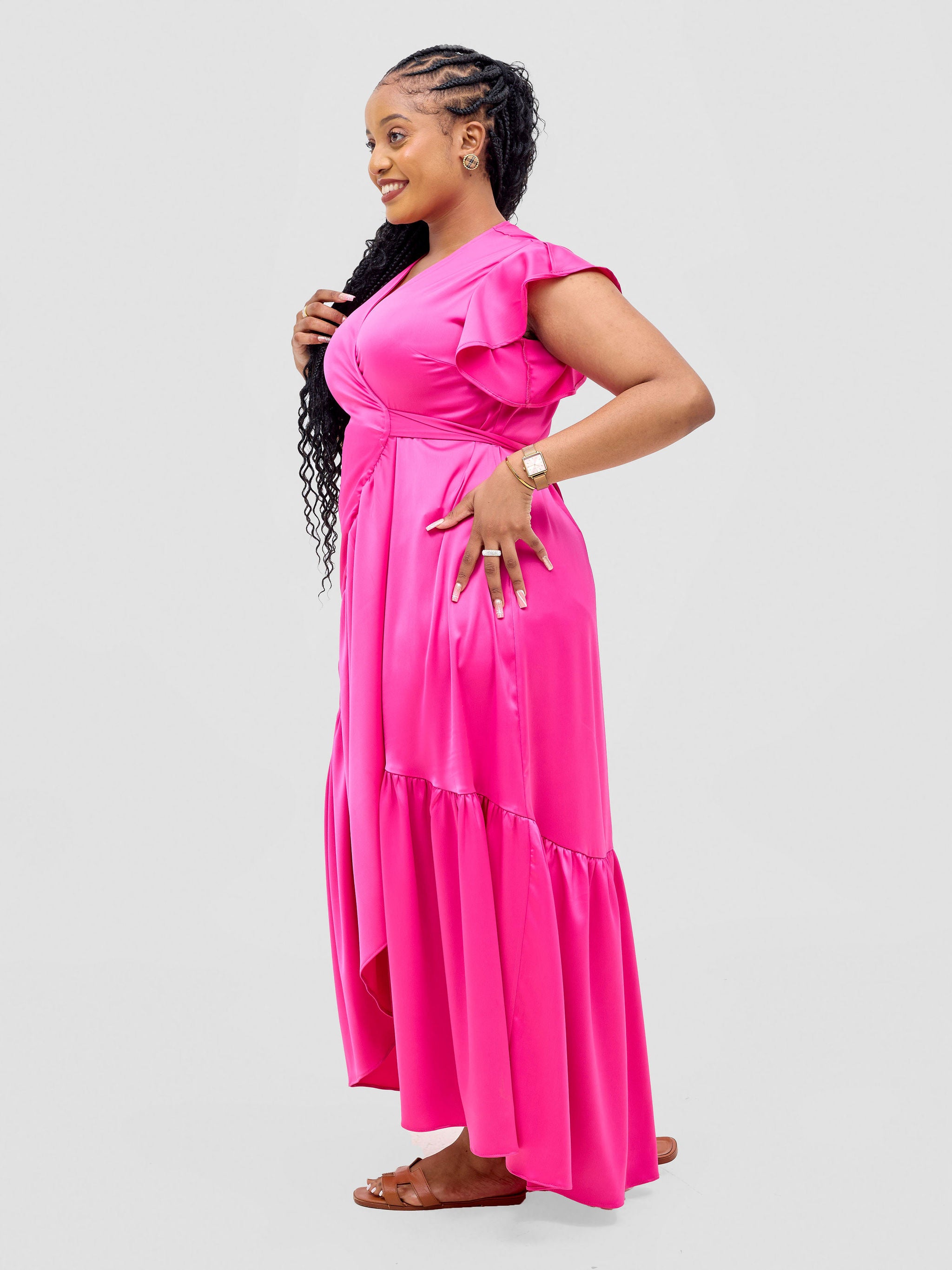 Vivo Hanabi Wrap Maxi Dress - Hot Pink