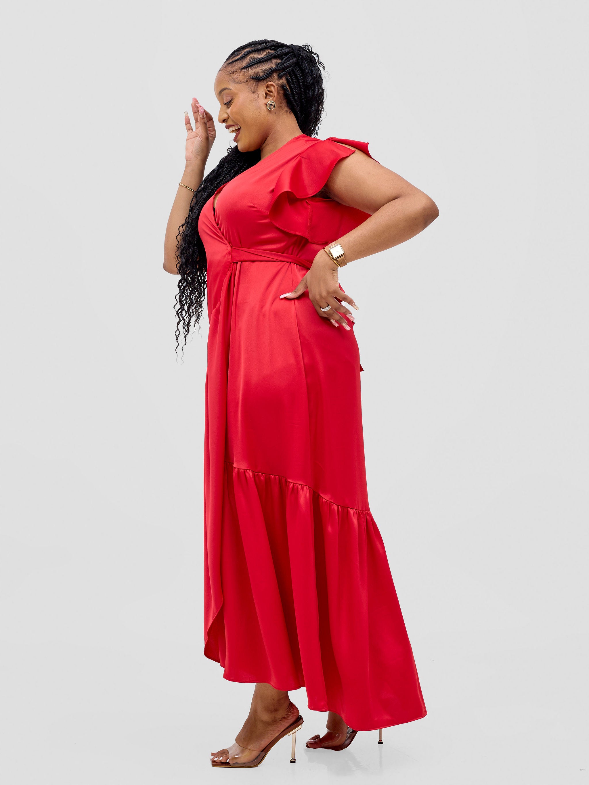 Vivo Hanabi Wrap Maxi Dress - Dark Red