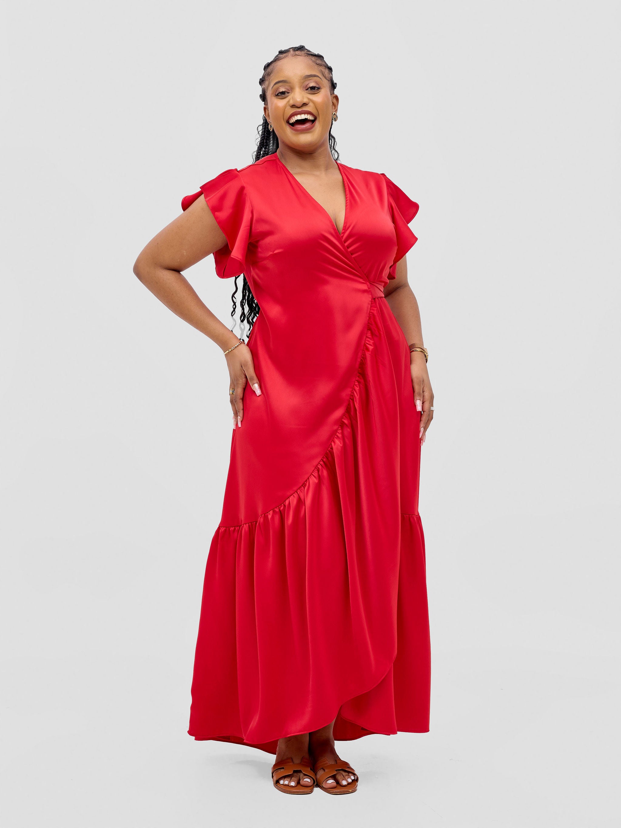 Vivo Hanabi Wrap Maxi Dress - Dark Red