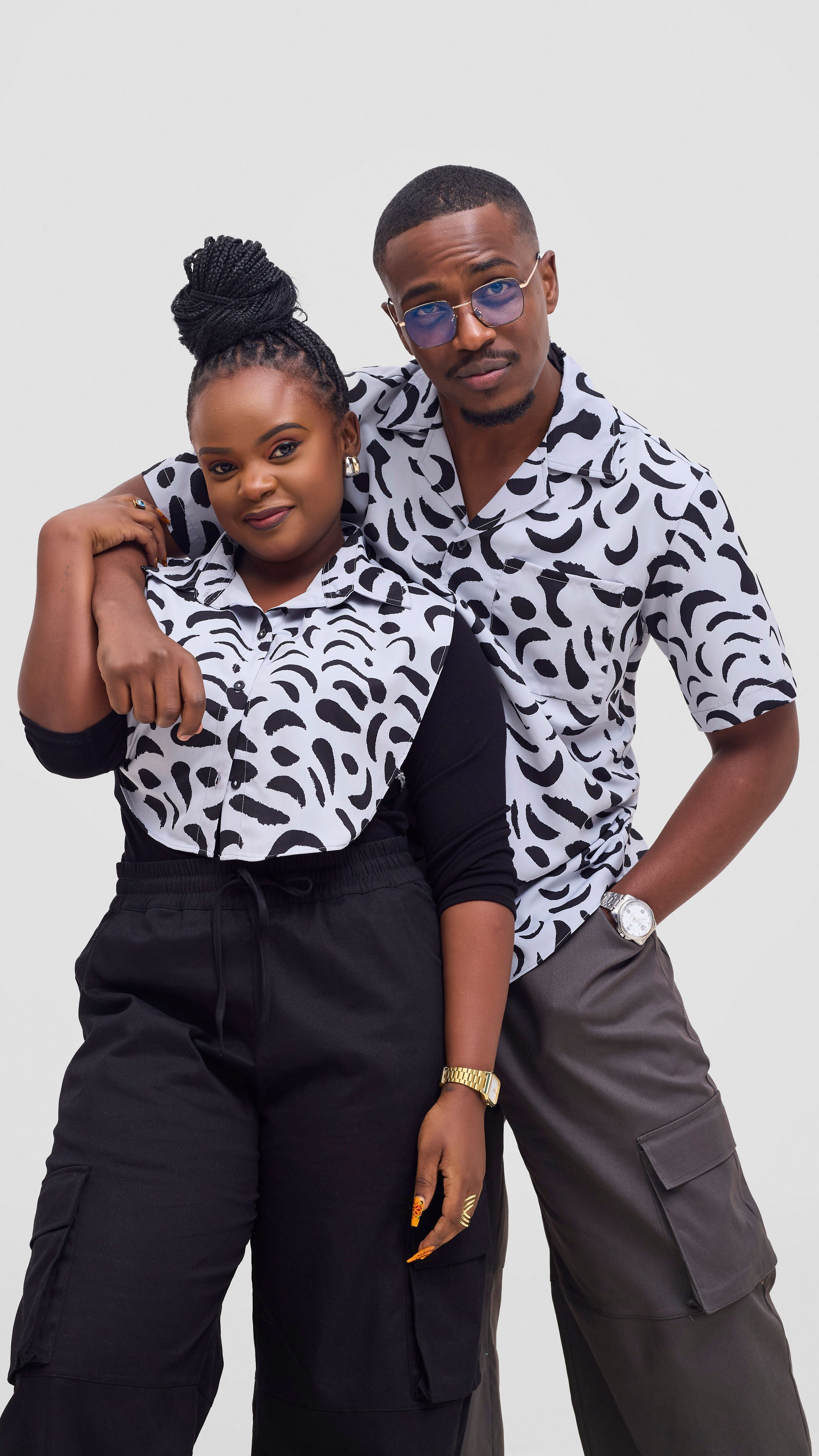 Shiv & Shikie X Safari Faux Collar Printed Shirt - Grey/Black Ezi Print