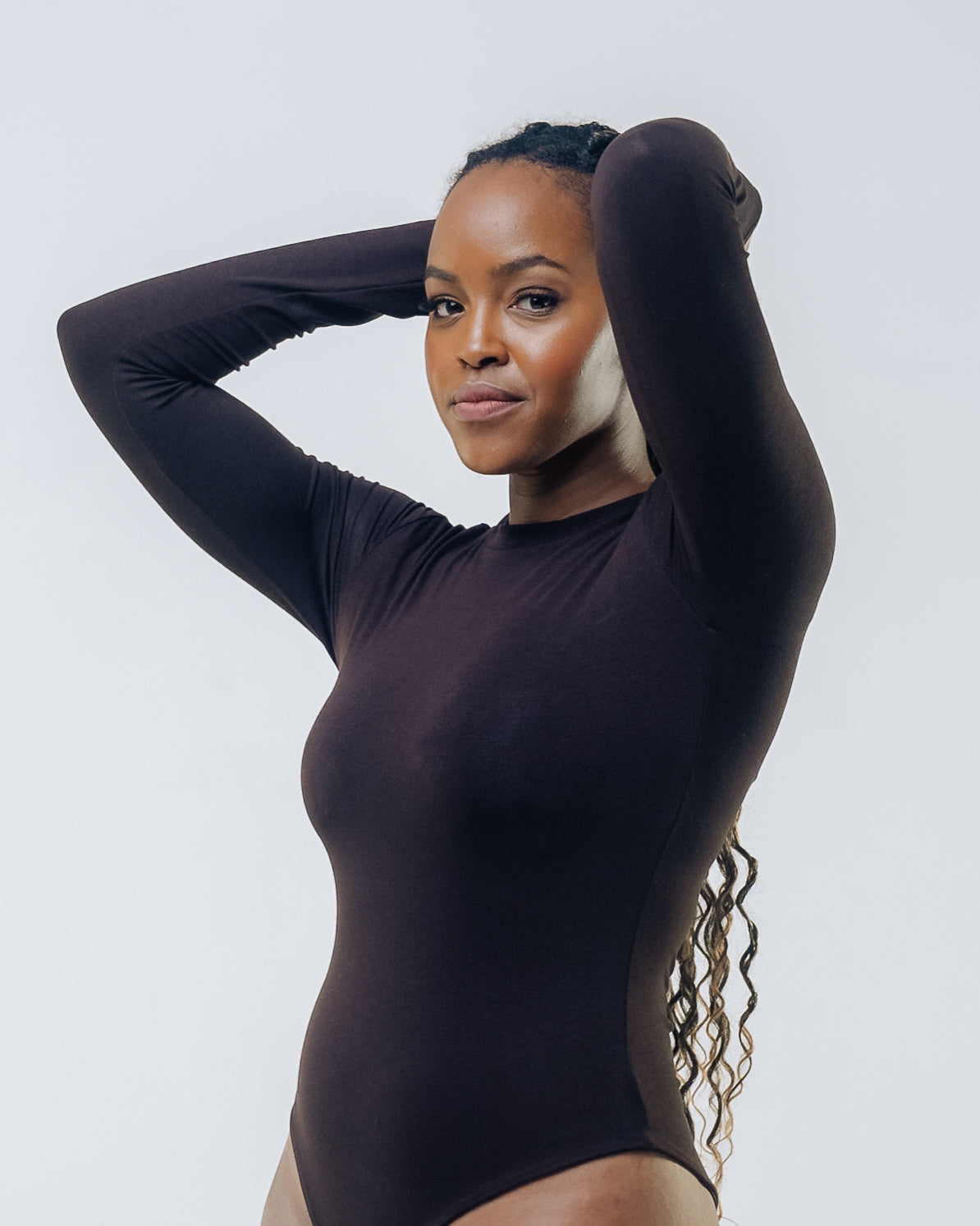 Vivo X This Is Essentials Long Sleeve Crew Neck Bodysuit - Chocolate