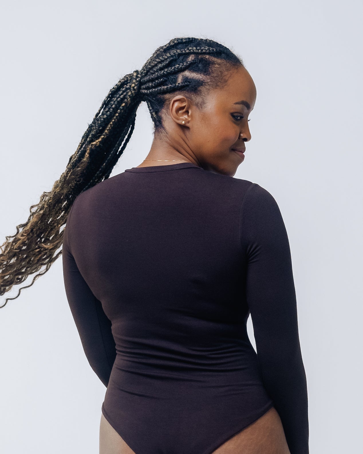 Vivo X This Is Essentials Long Sleeve Crew Neck Bodysuit - Chocolate