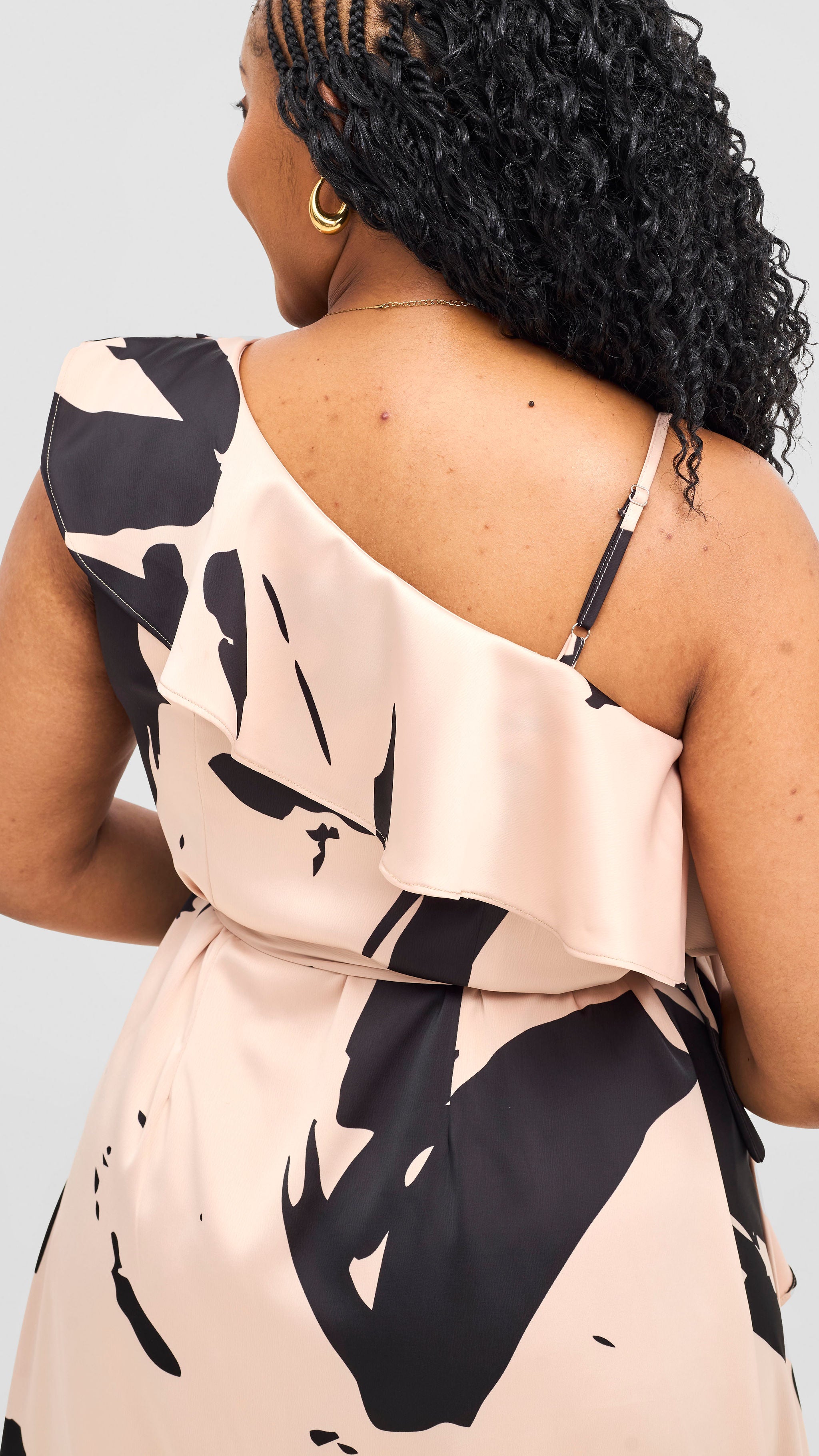 Vivo Beali Wrap Asymmetrical Midi Dress - Taupe / Black Lea Print
