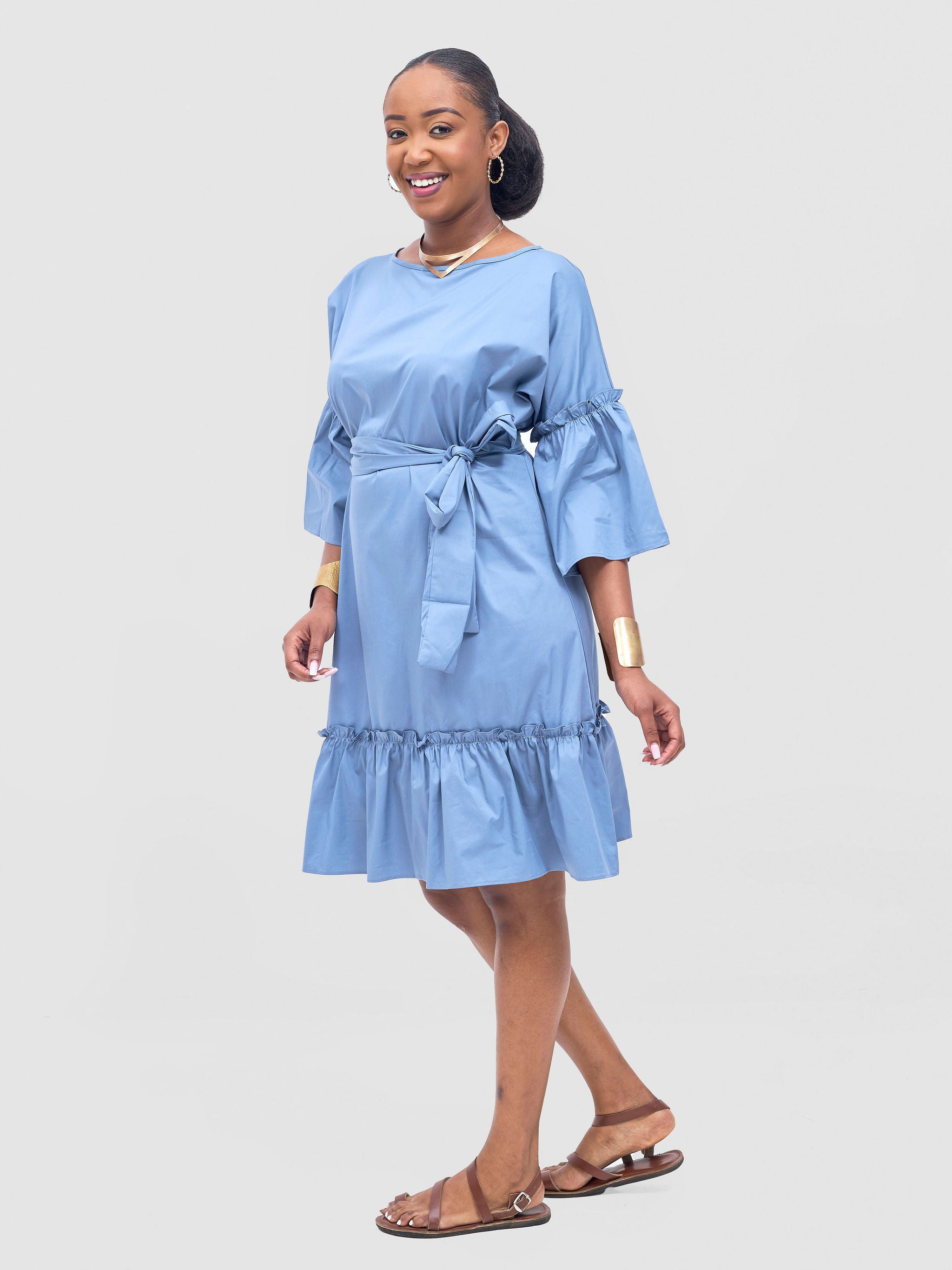 Safari Tawi Flounce Tent Dress - Blue