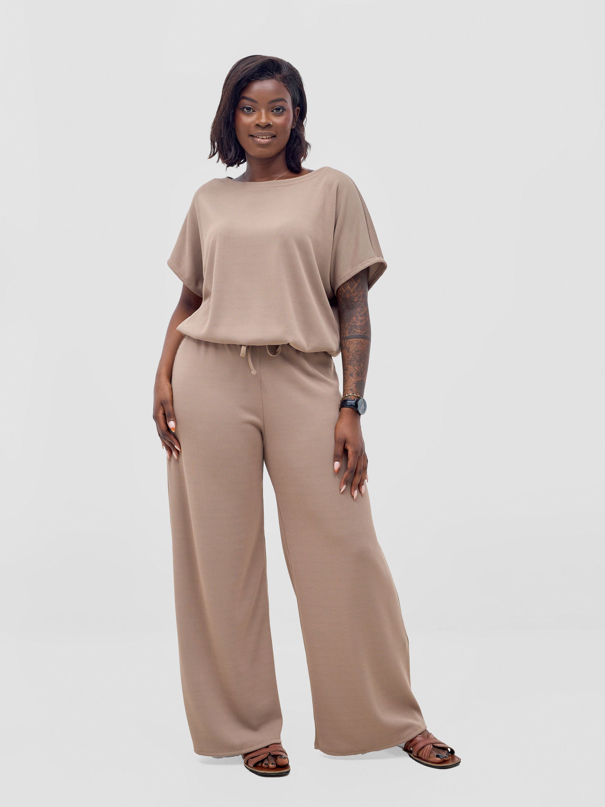 Vivo Safa Straight Leg Pants - Taupe