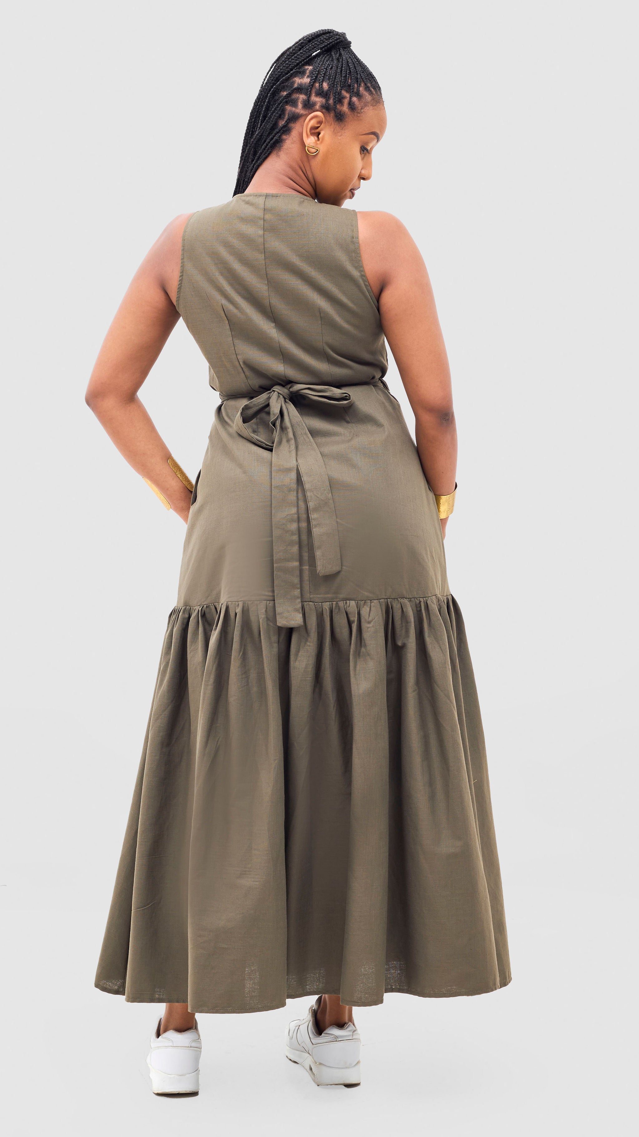 Safari Naledi Gathered Panel Wrap Dress - Hunters
