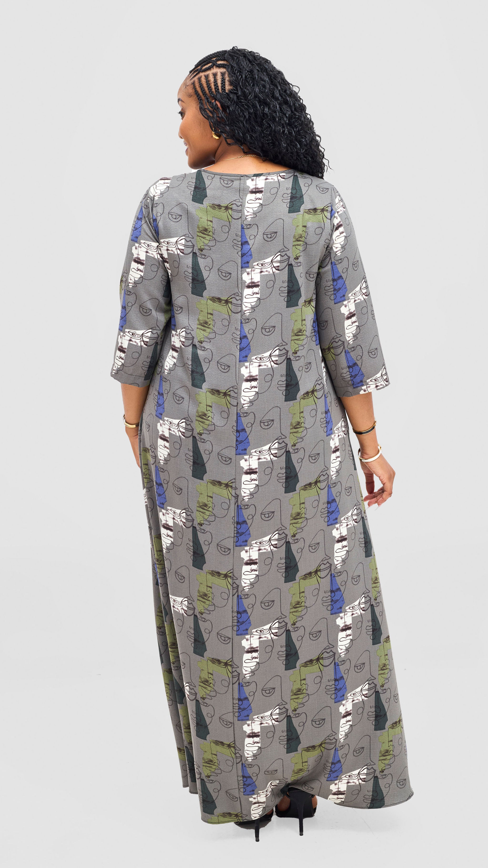 Vivo Sierra Maxi Chiffon Dress - Mint / Brown Print