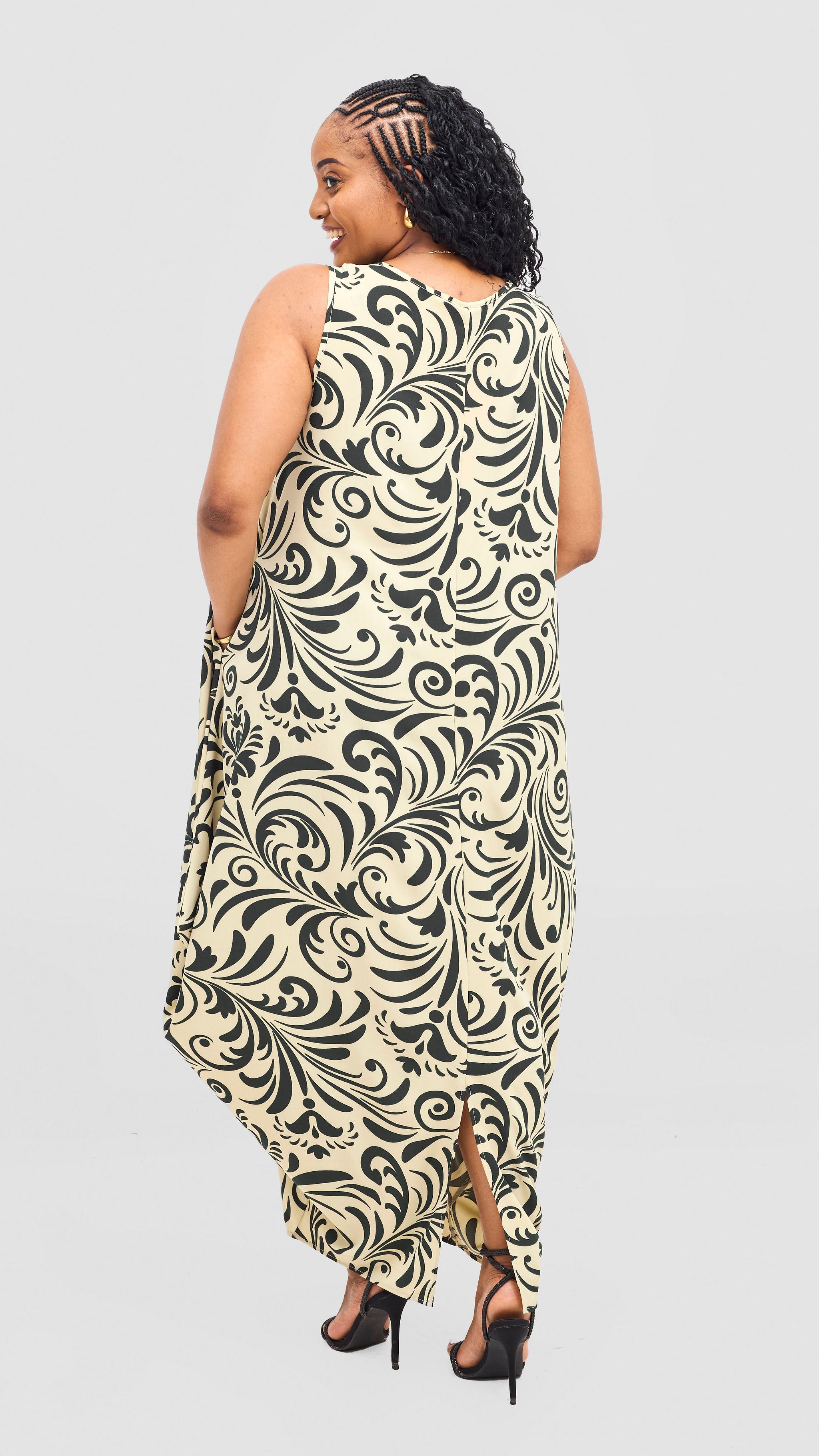Vivo Seli Maxi Dress - Green / Cream Print