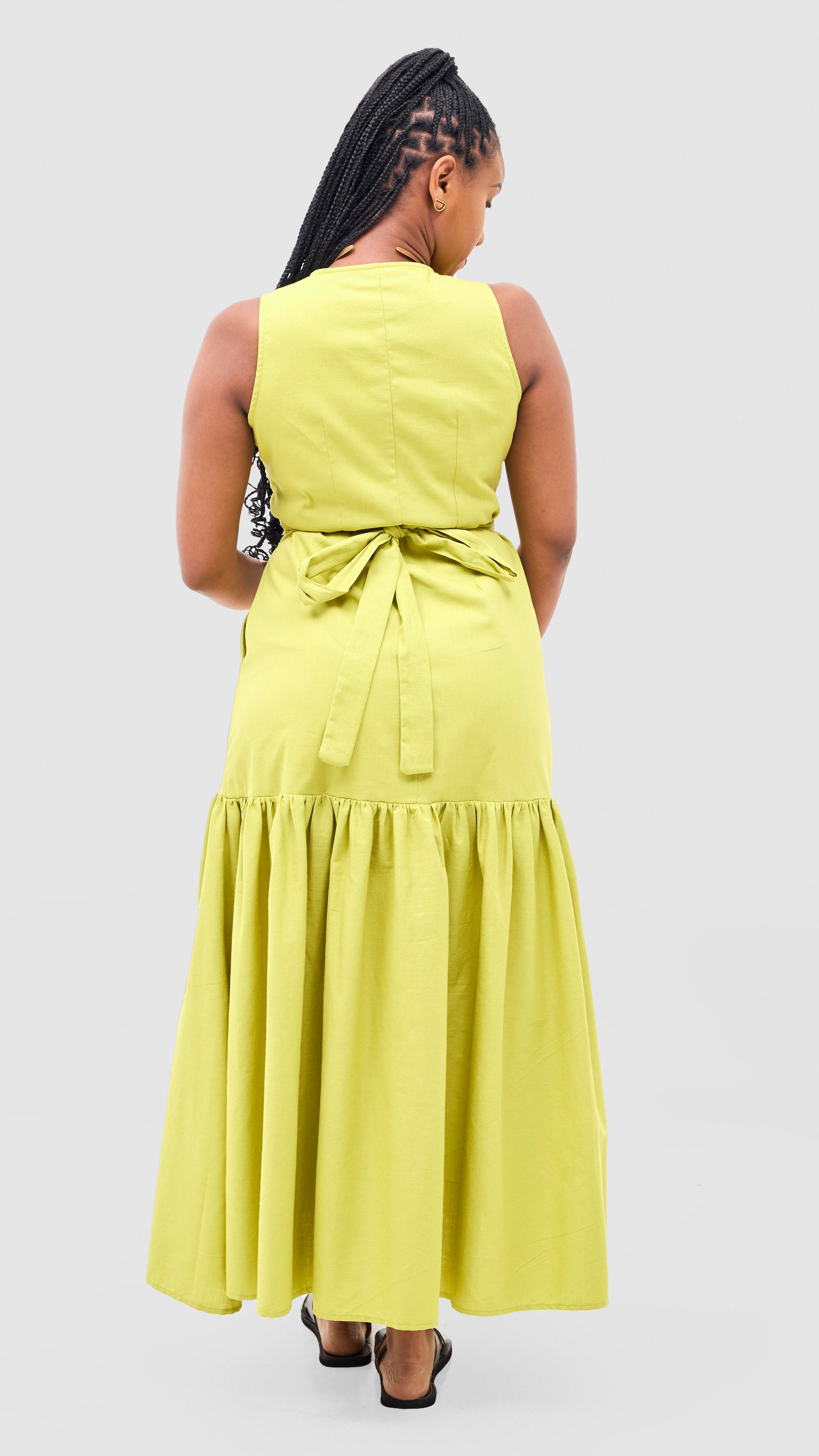 Safari Naledi Gathered Panel Wrap Dress - Lime