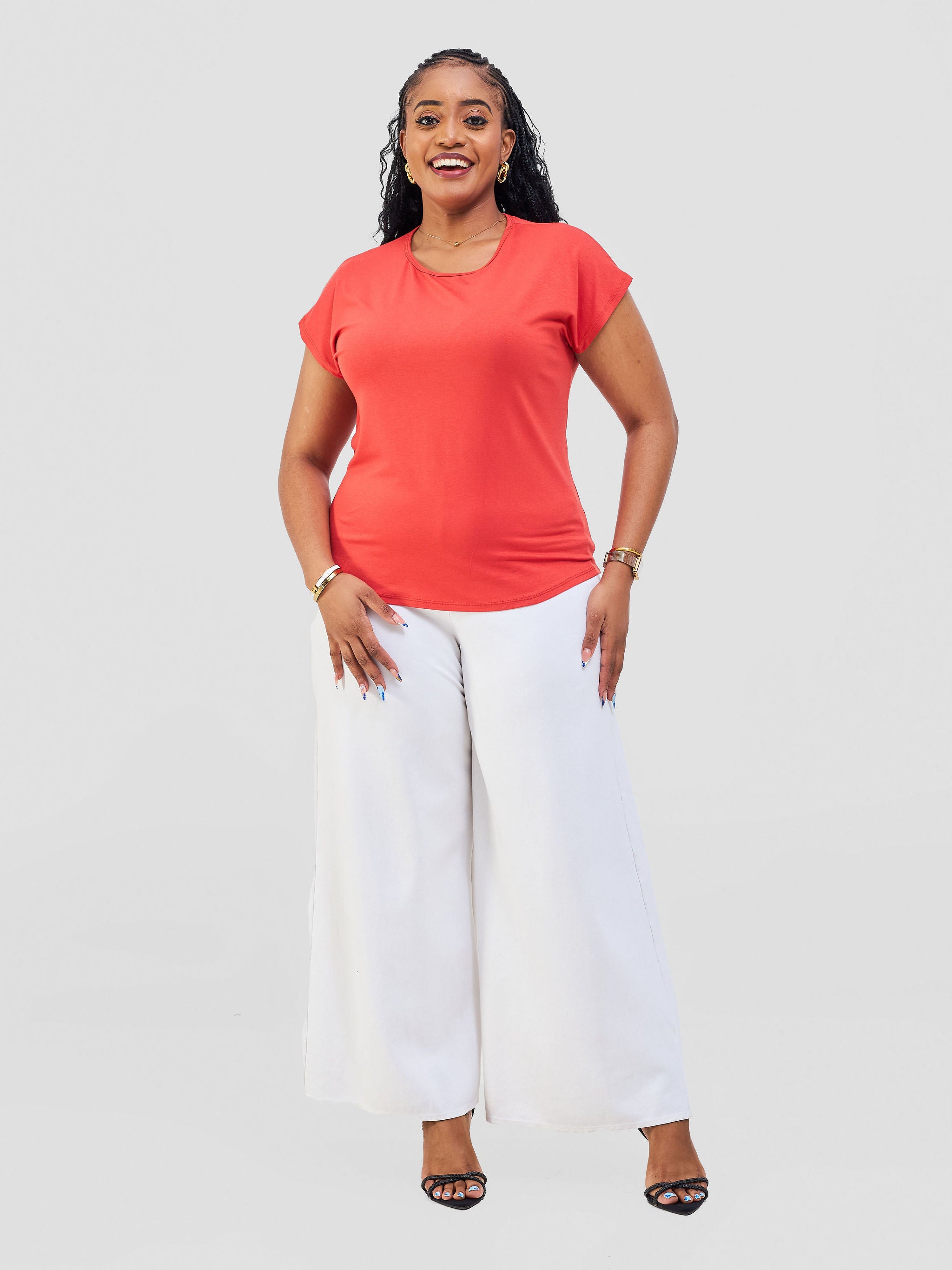 Vivo Basic Drop Shoulder Top - Burnt Orange