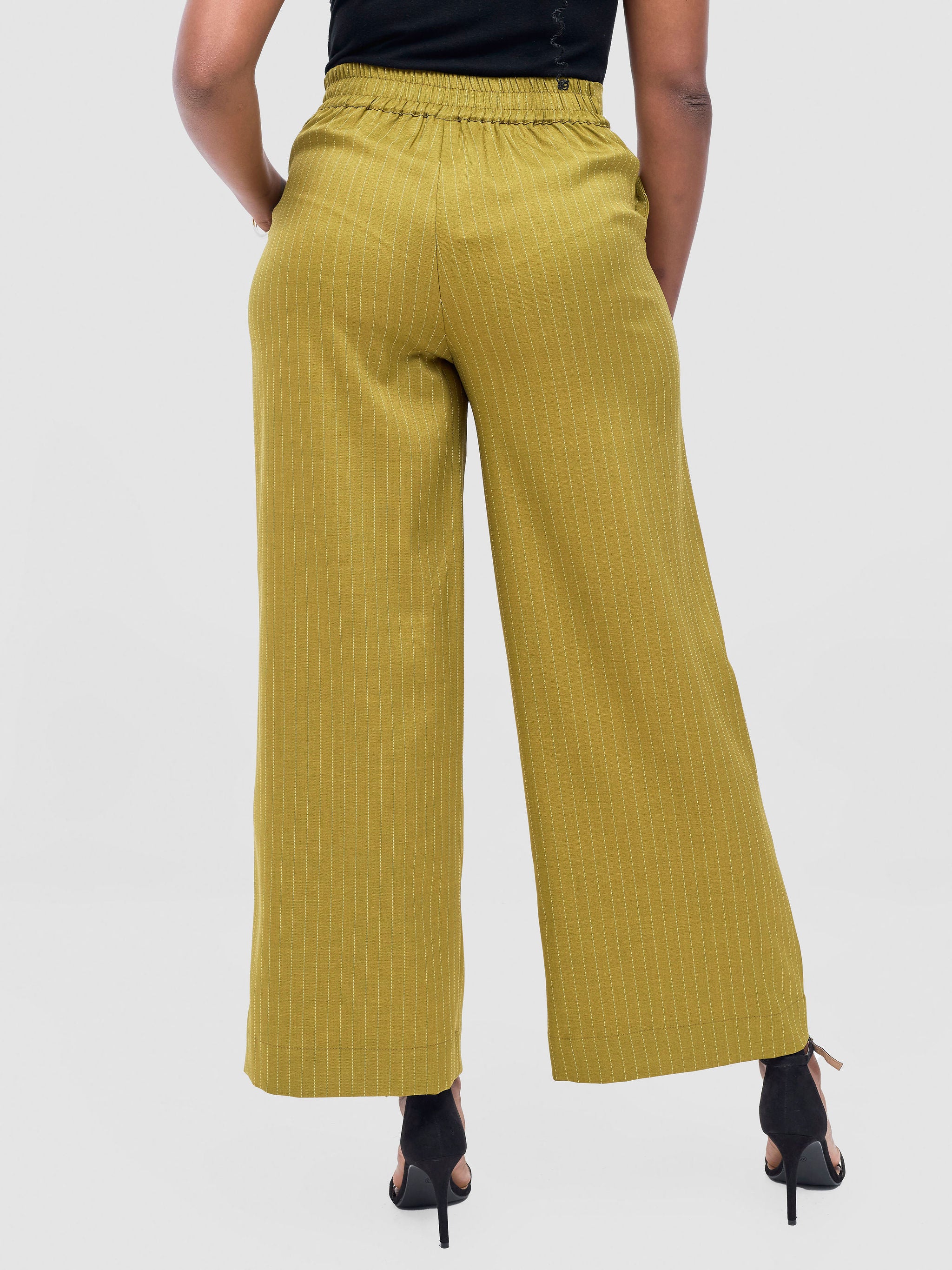 Vivo Niari Full Length Pants - Olive Pinstripes