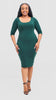 Vivo Basic 3/4 Sleeve Leila Bodycon Dress- Dark Green