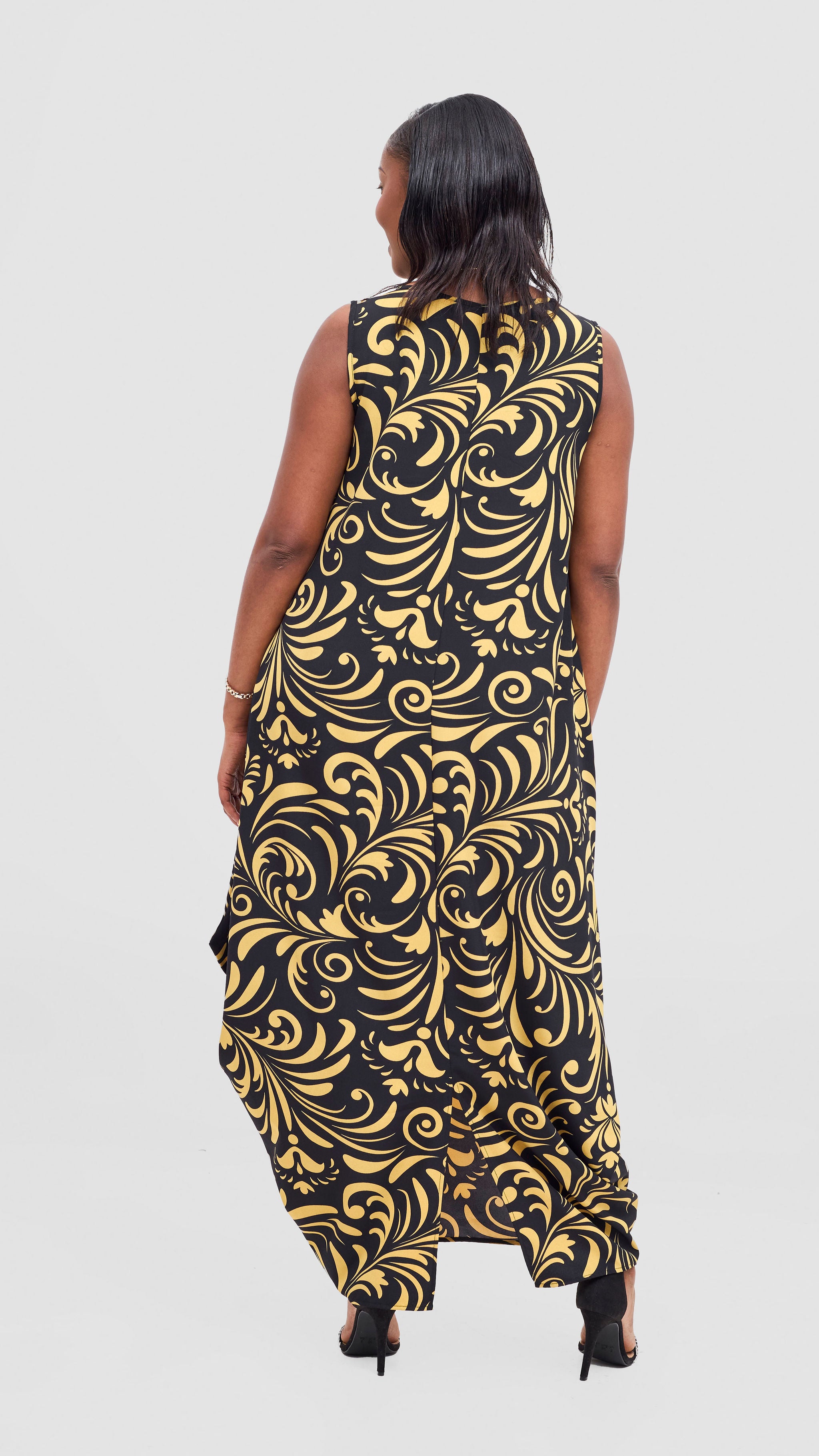 Vivo Seli Maxi Dress - Black / Olive Print