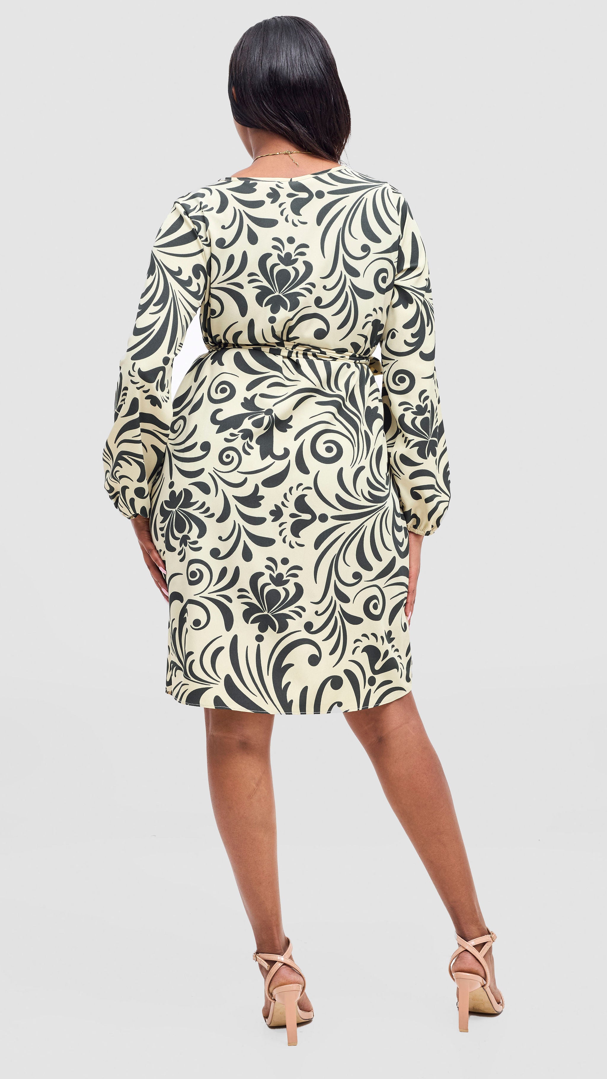 Vivo Zawadi Shift Dress - Cream / Hunters Print