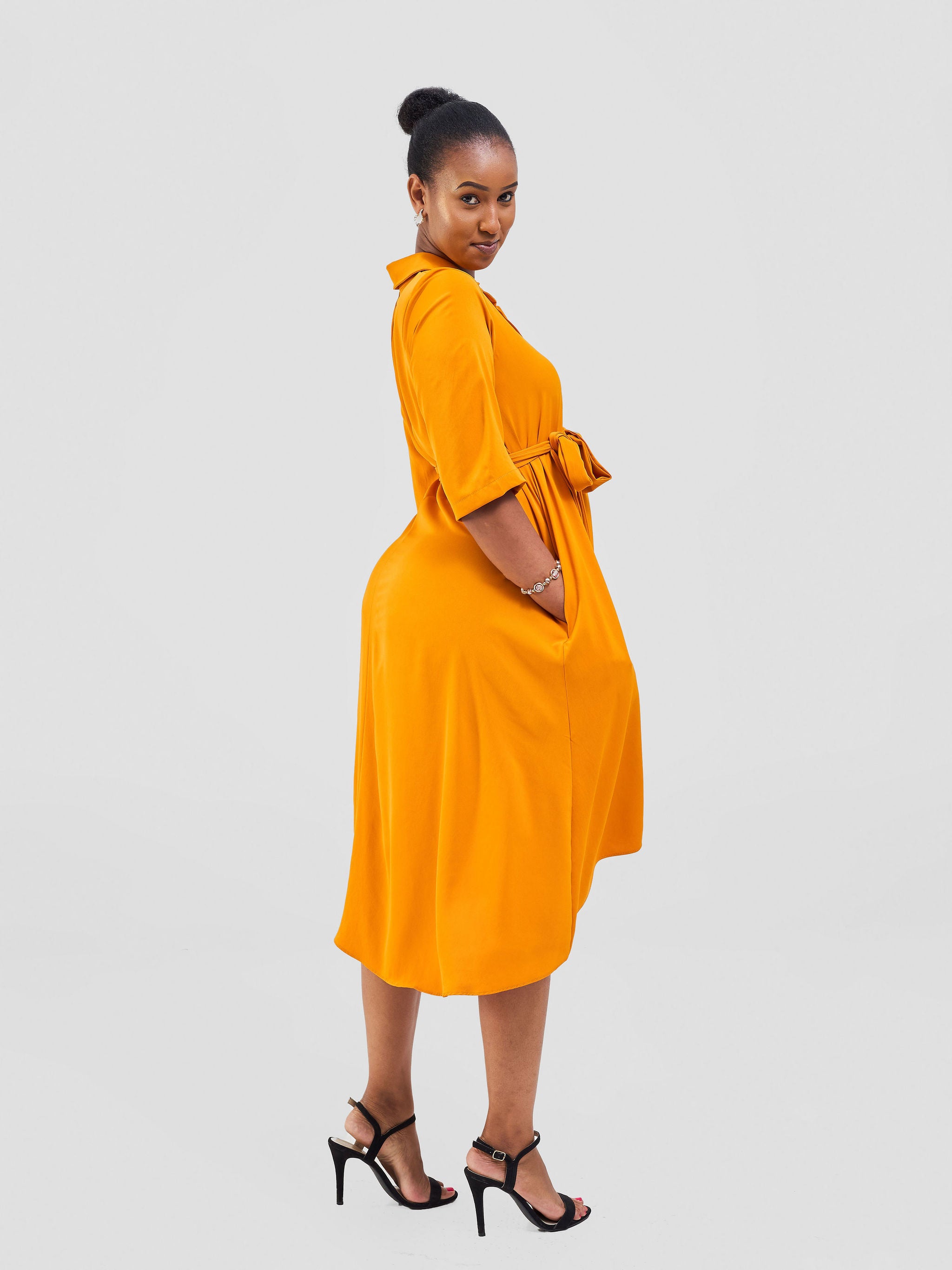 Vivo Yumi High Low Shirt Dress - Orange