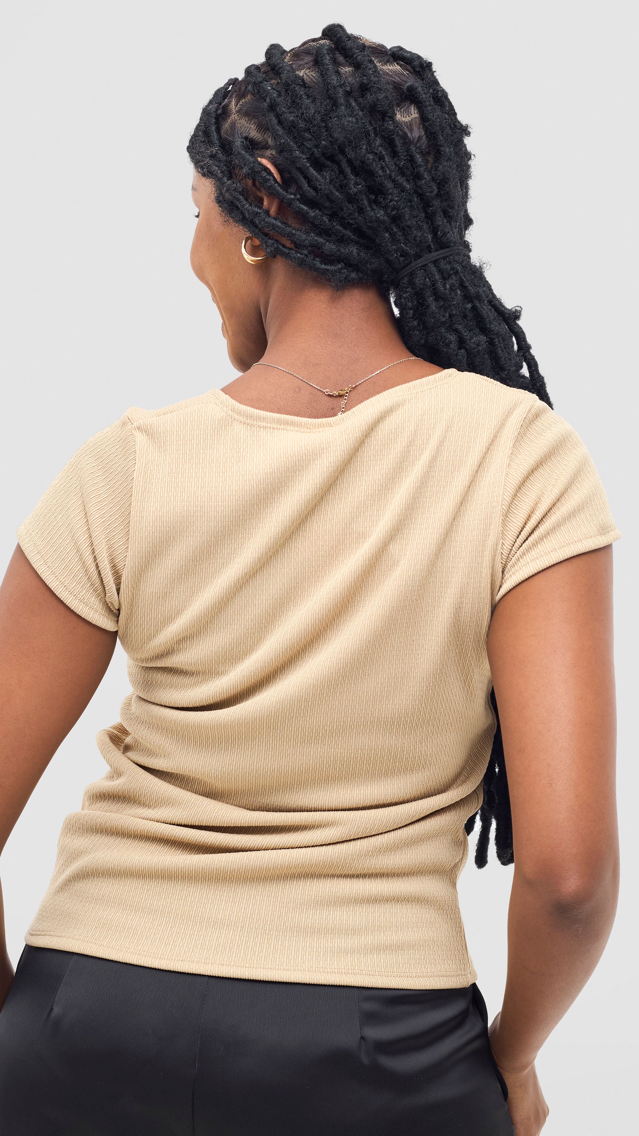 Vivo Chela Basic Cap Sleeve Top - Taupe