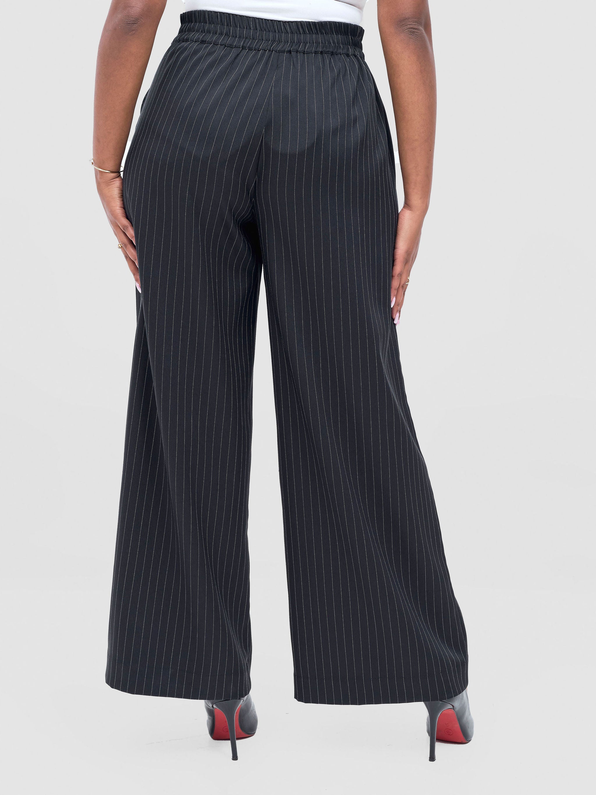 Vivo Niari Full Length Pants - Black Pinstripes