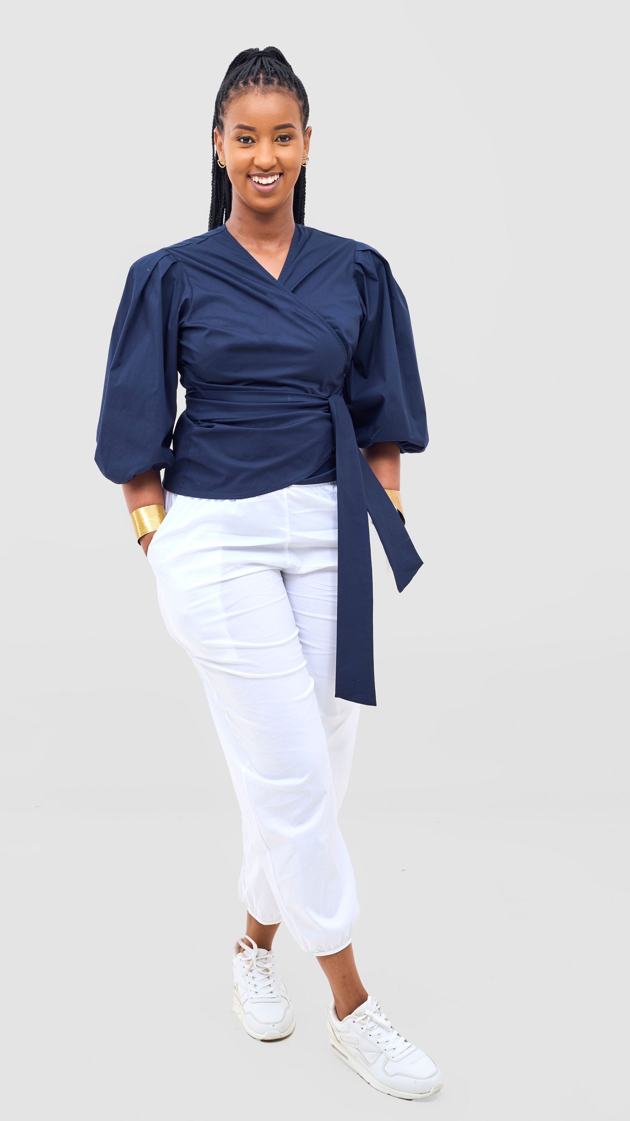 Safari Naledi Wrap Top - Navy