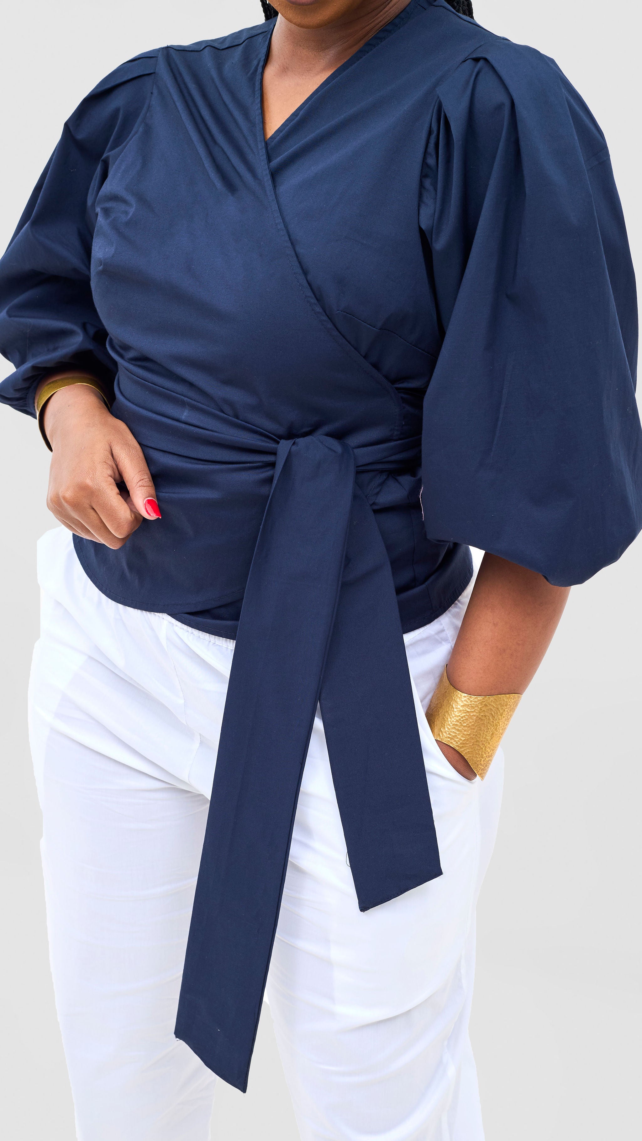 Safari Naledi Wrap Top - Navy