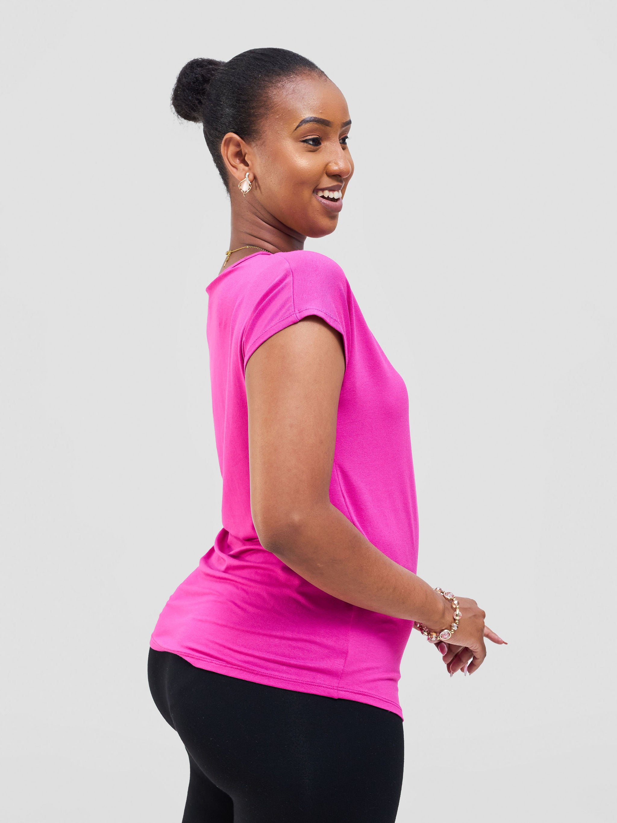 Vivo Basic Drop Shoulder Top - Pink