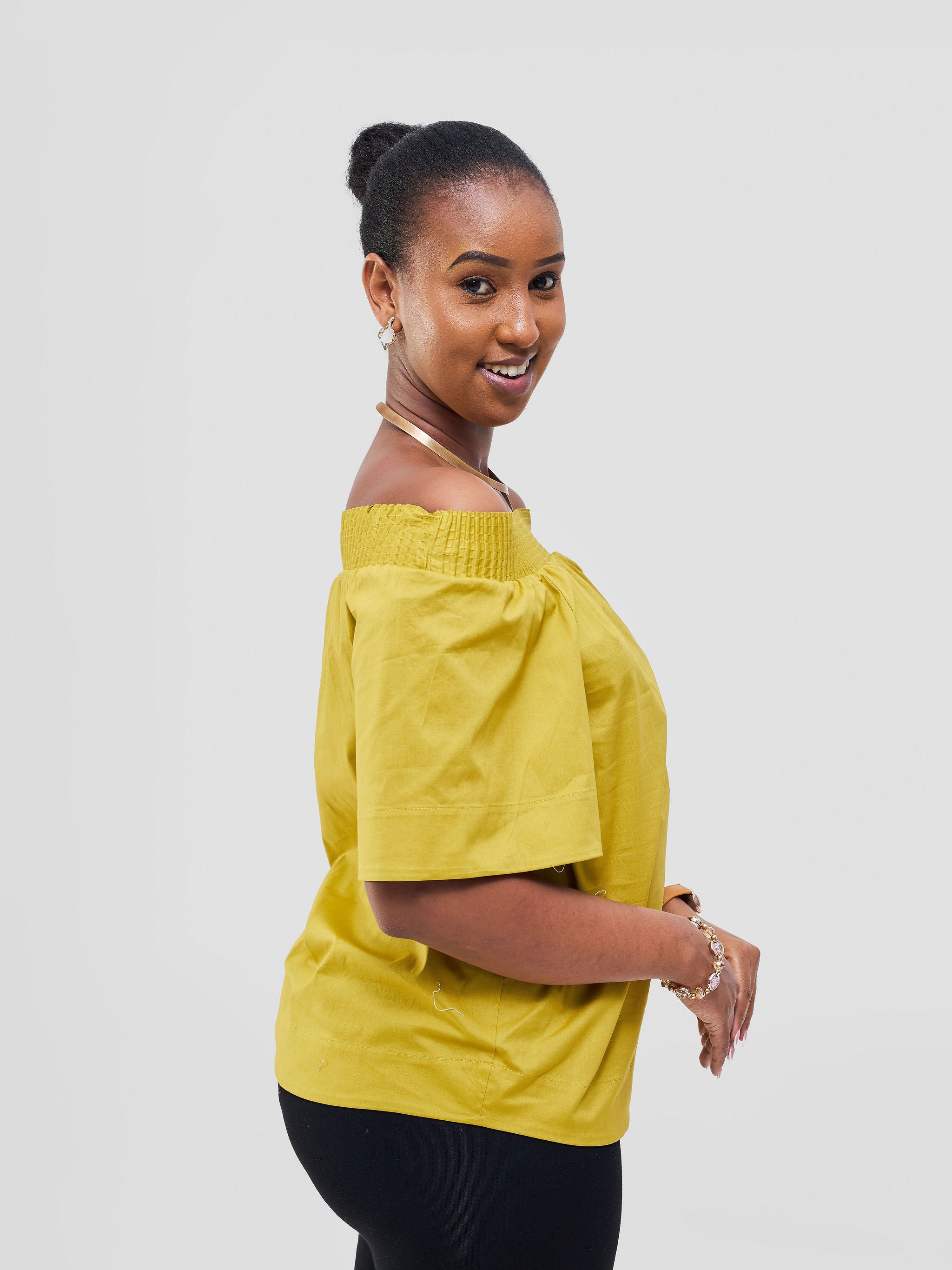 Safari Zene Off Shoulder Top - Lime