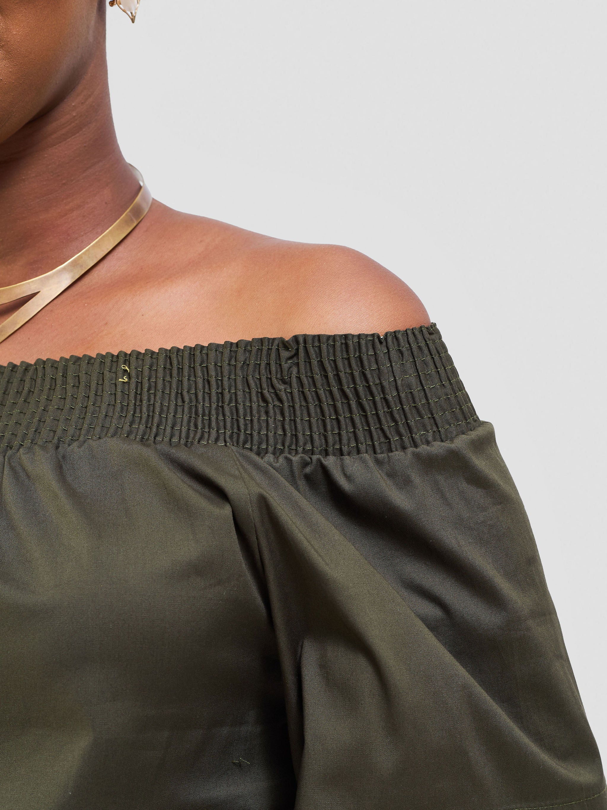 Safari Zene Off Shoulder Top - Hunters