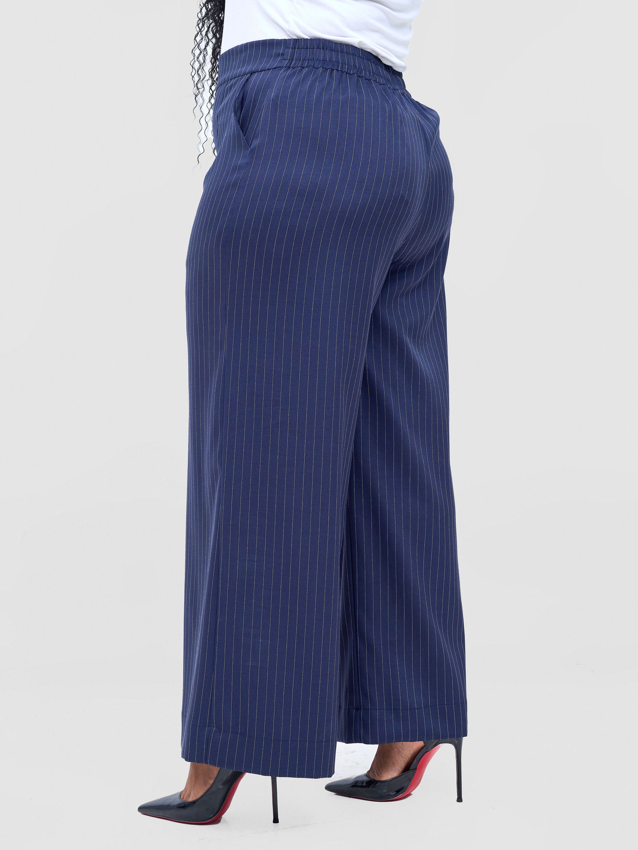 Vivo Niari Full Length Pants - Navy Pinstripes