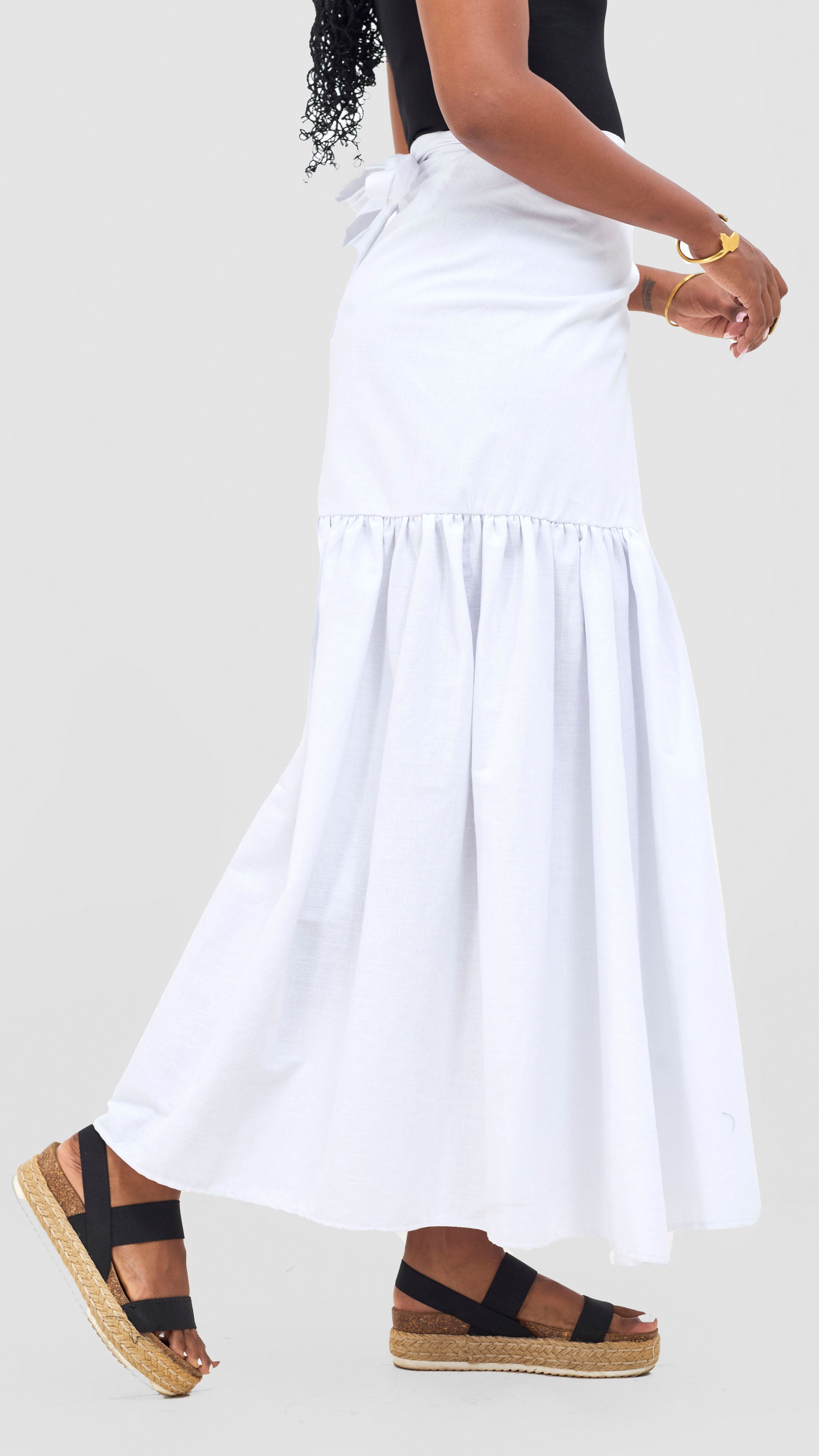 Safari Naledi Gathered Panel Maxi Skirt - White