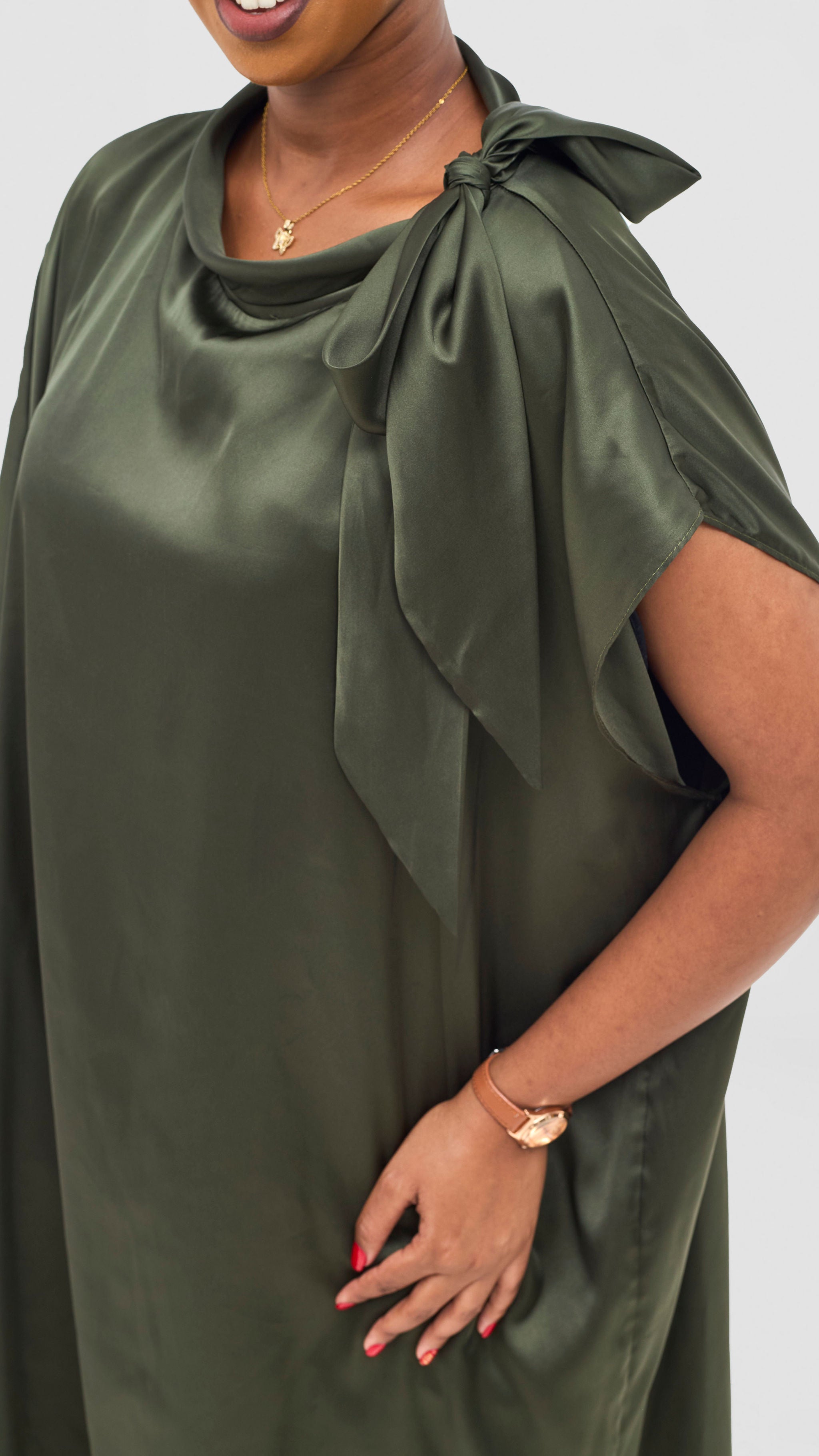 Vivo Takali Asymmetrical Midi Length Kaftan - Hunters