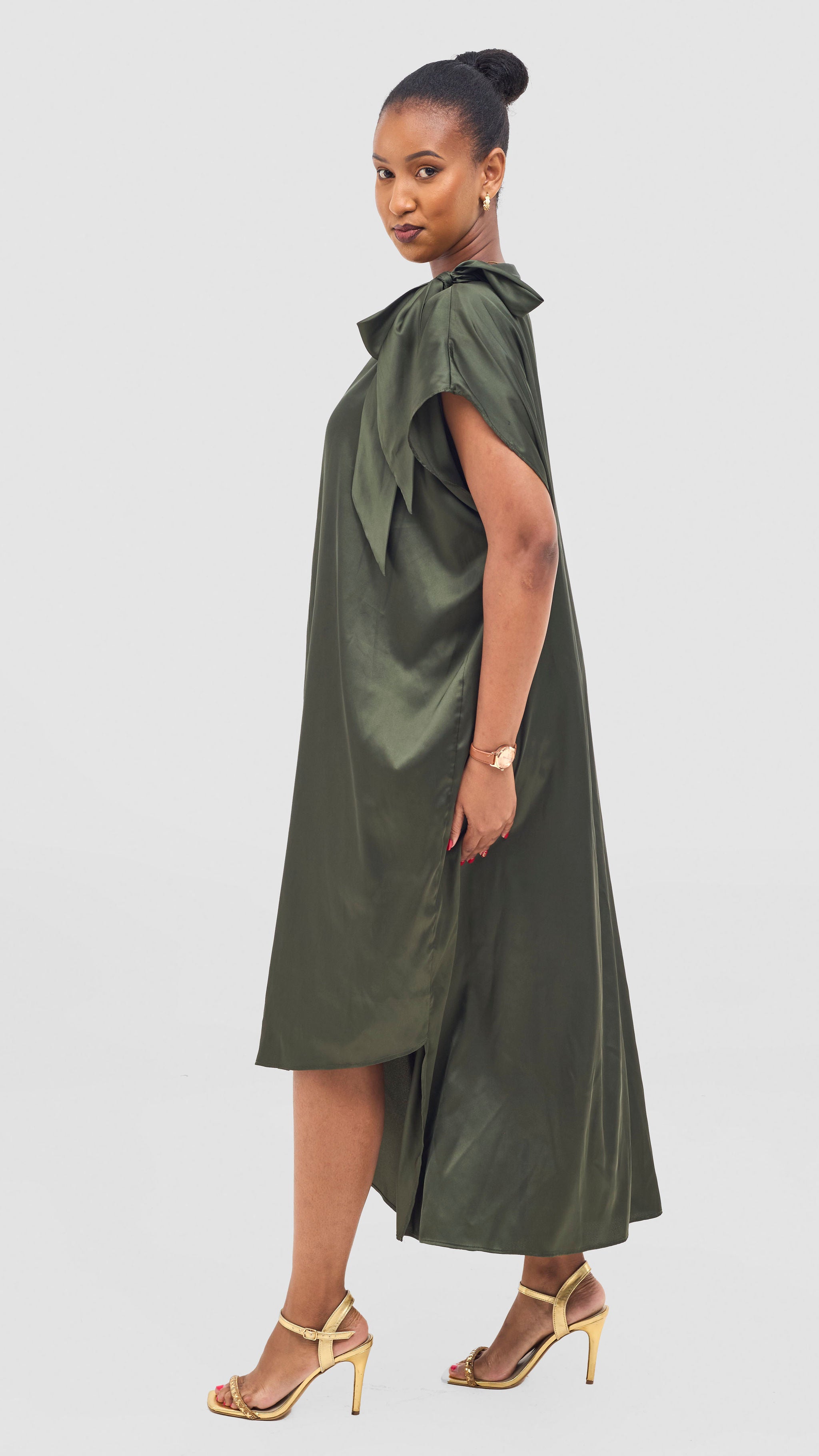 Vivo Takali Asymmetrical Midi Length Kaftan - Hunters
