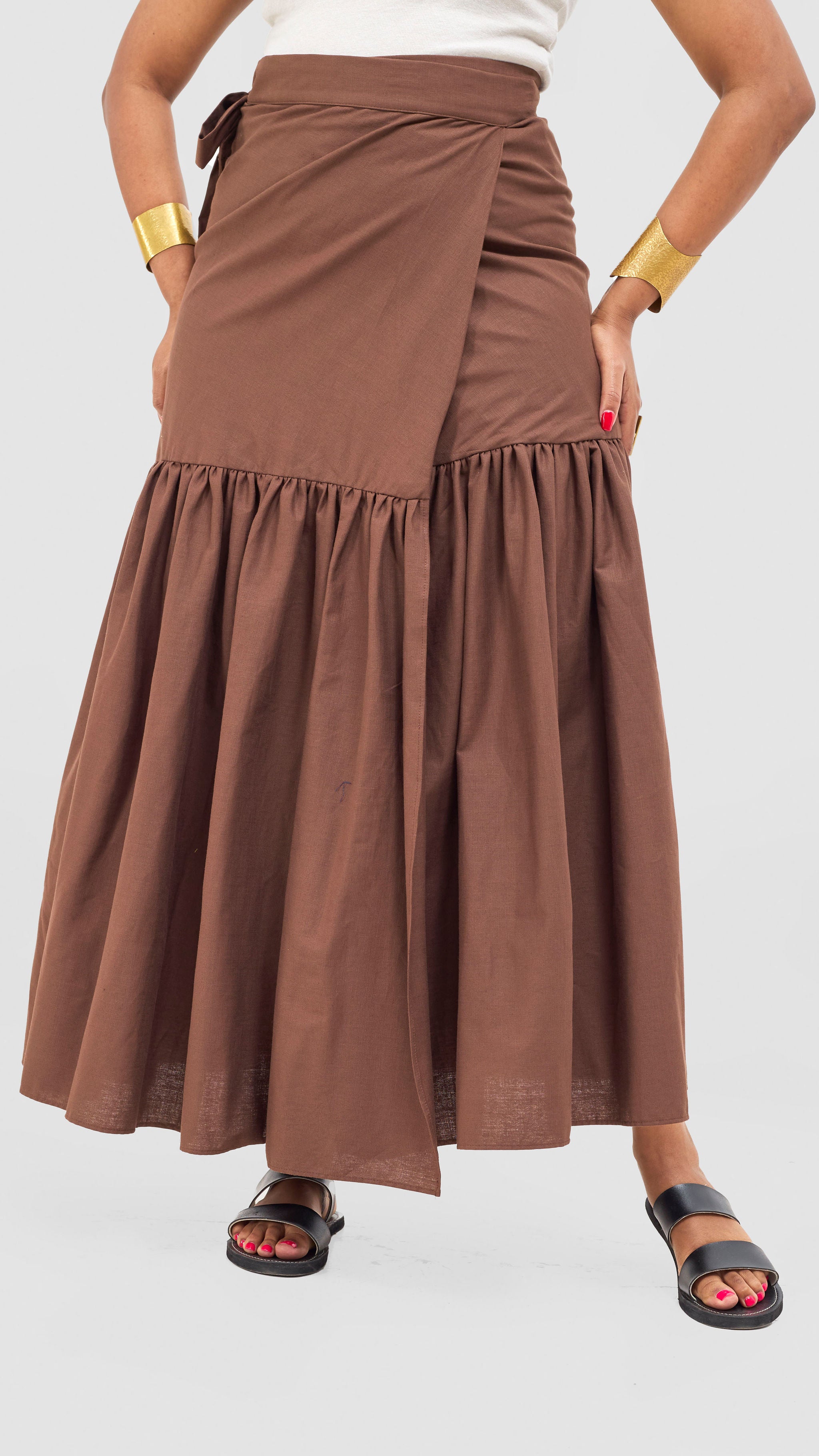 Safari Naledi Gathered Panel Maxi Skirt - Chocolate