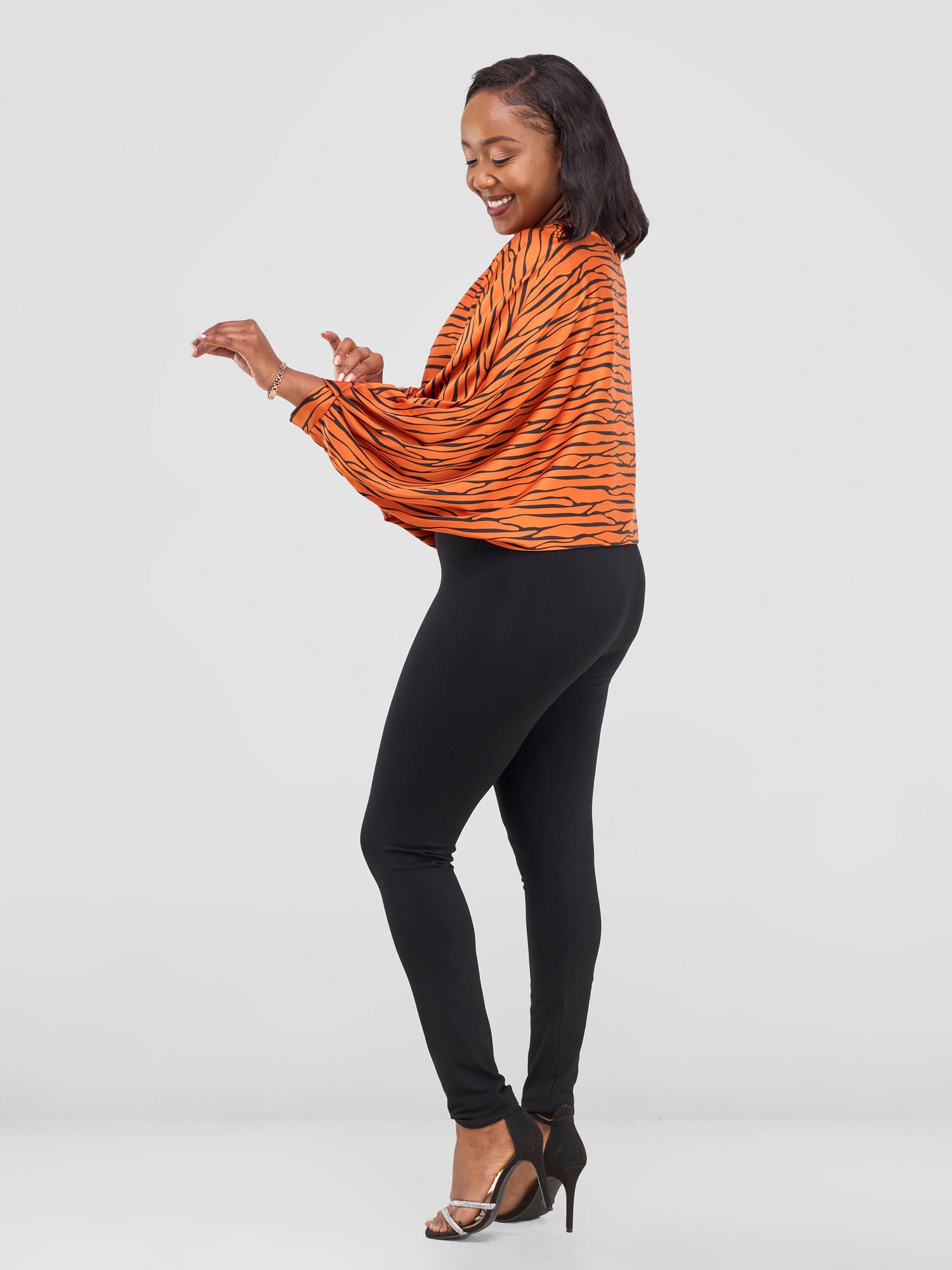 Vivo Chidii Batwing Top  - Rust / Black Sidi Print