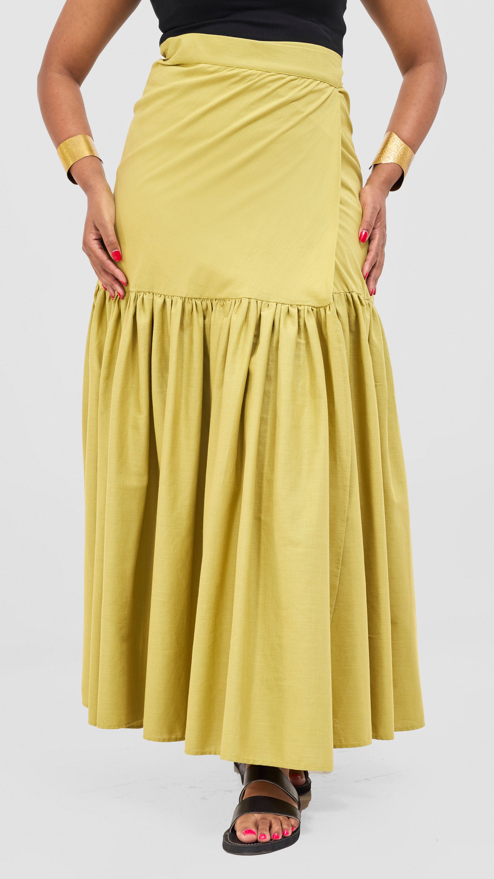 Safari Naledi Gathered Panel Maxi Skirt - Olive