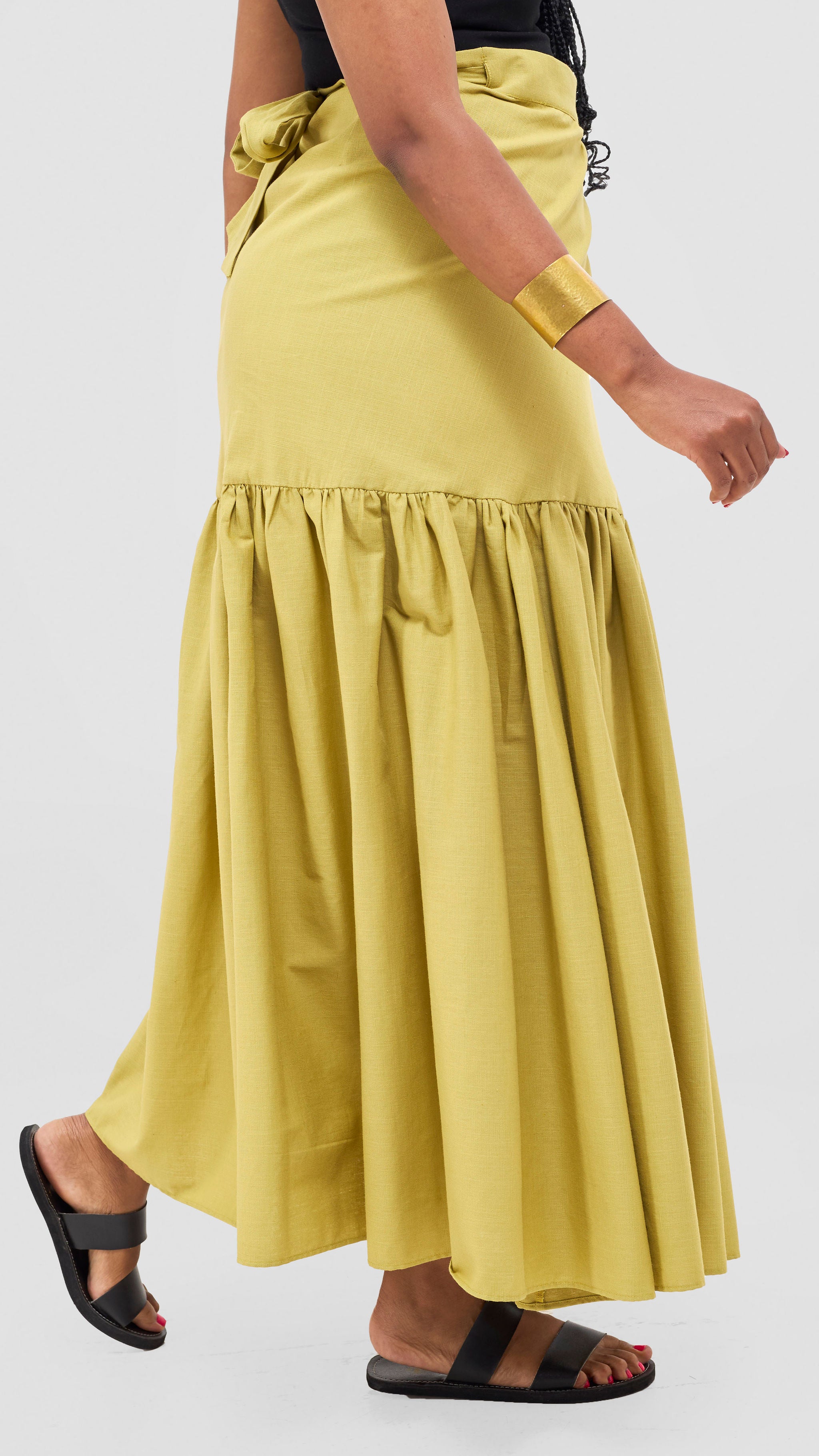 Safari Naledi Gathered Panel Maxi Skirt - Olive