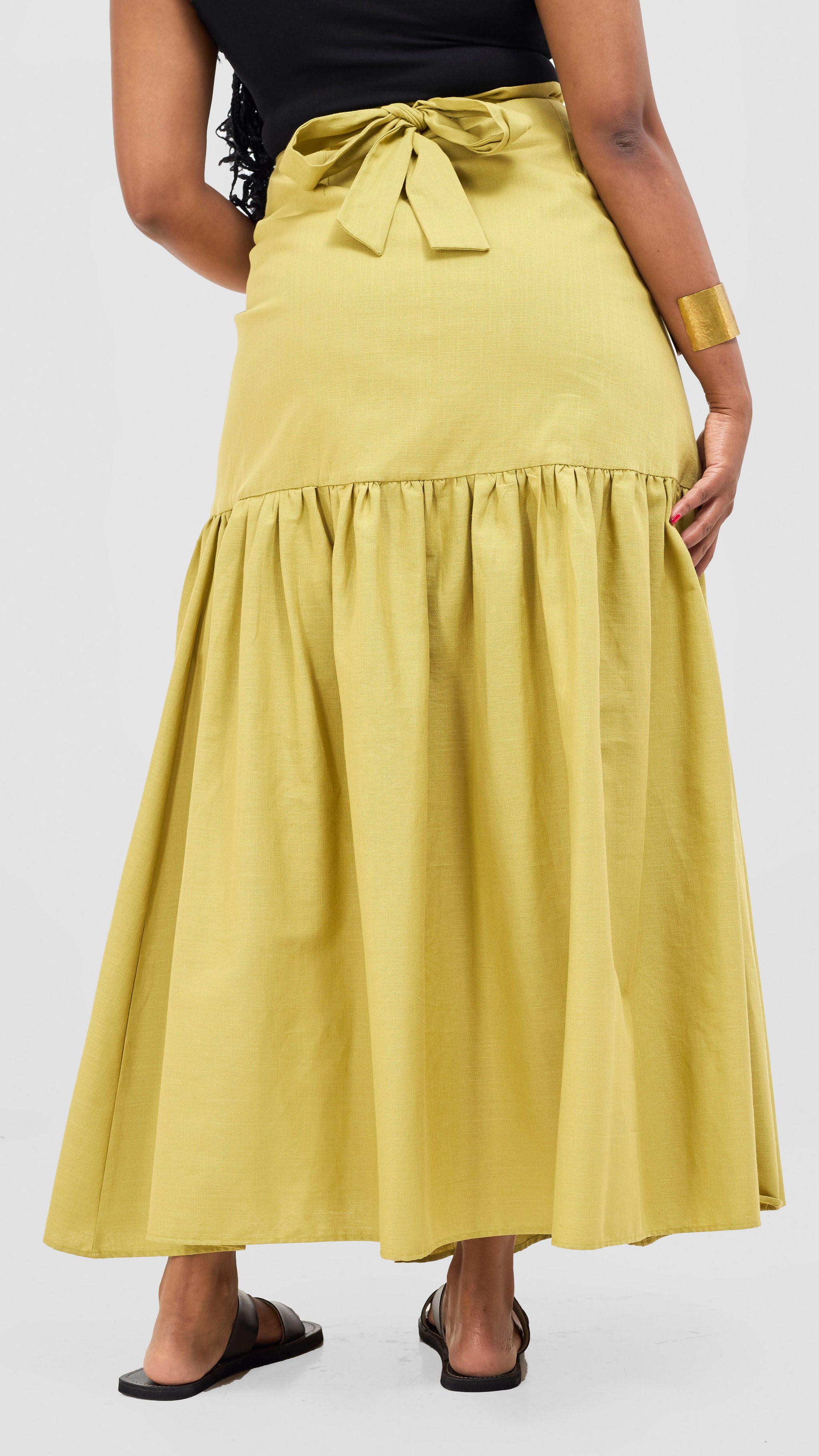 Safari Naledi Gathered Panel Maxi Skirt - Olive