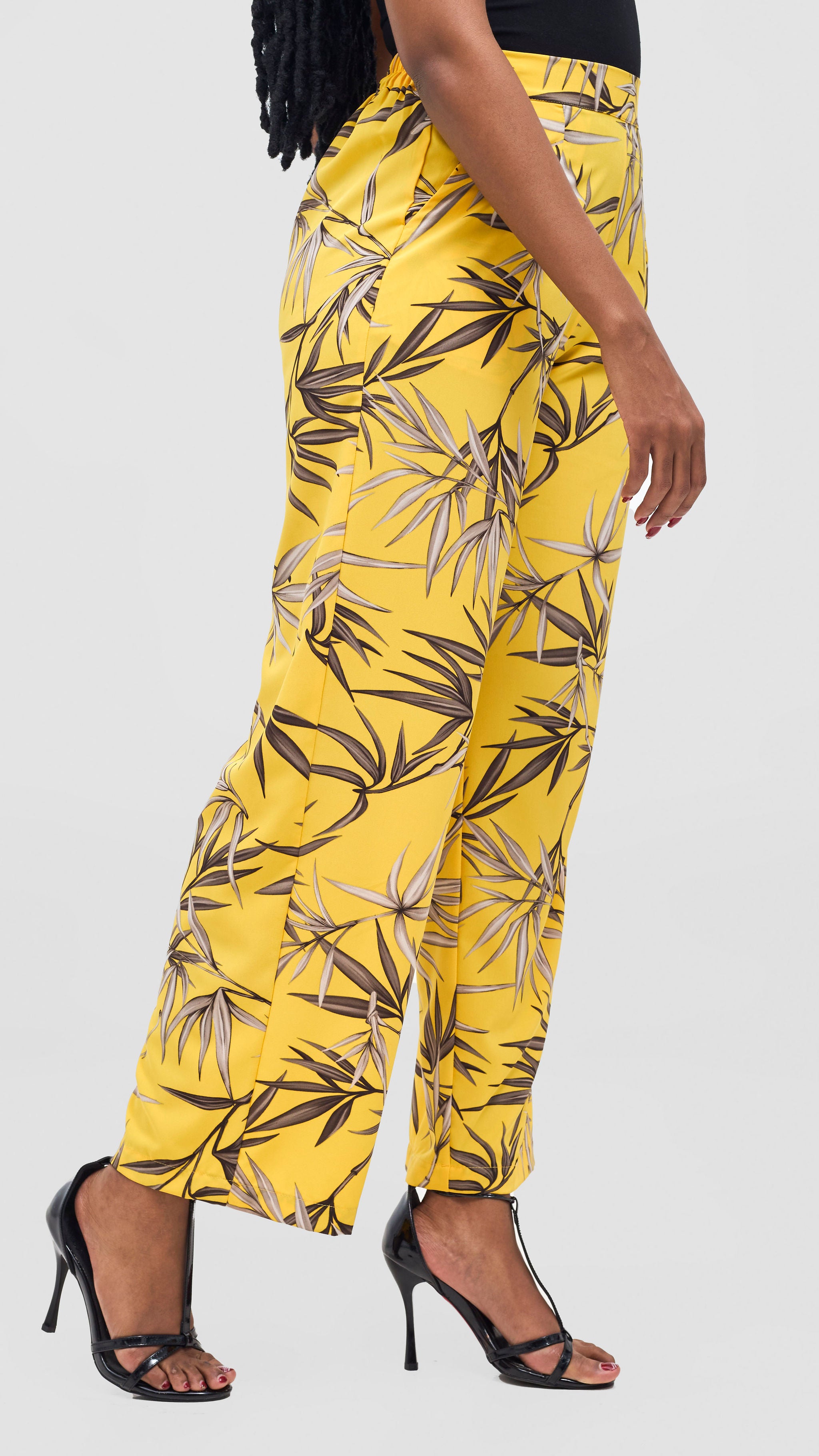Vivo Mira Straight Leg Pants - Yellow / Brown Print