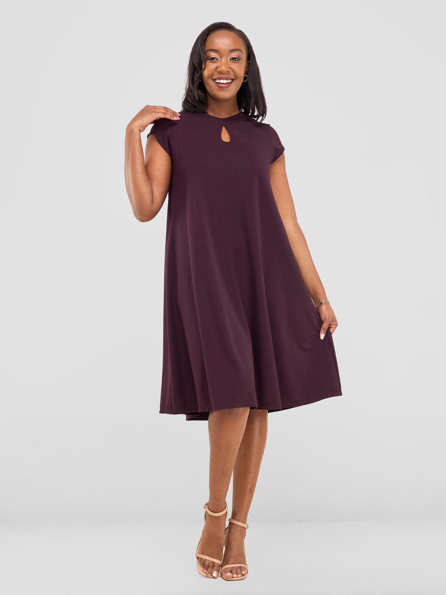 Vivo Sierra Tent Knee Length Dress - Burgundy