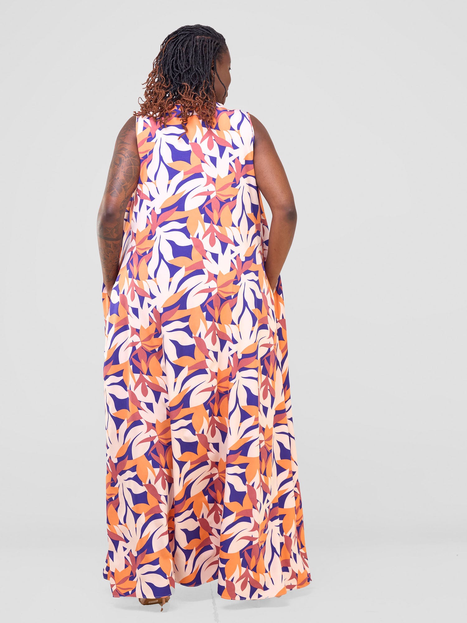 Vivo Ava Tent Maxi Dress - Cream / Orange Print