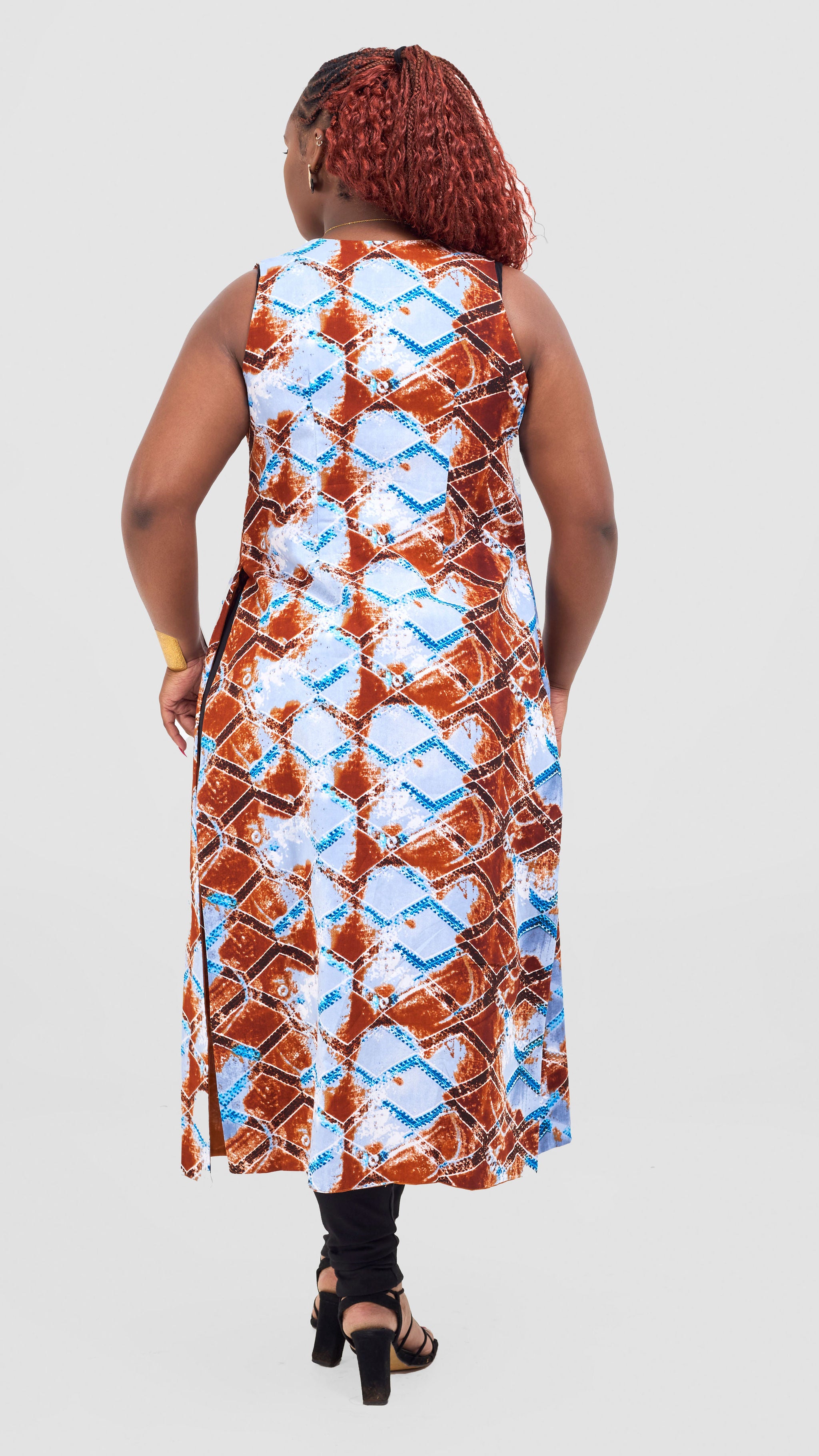 Safari Tiwa Reversible Tie Kimono - Rust + Ama Print