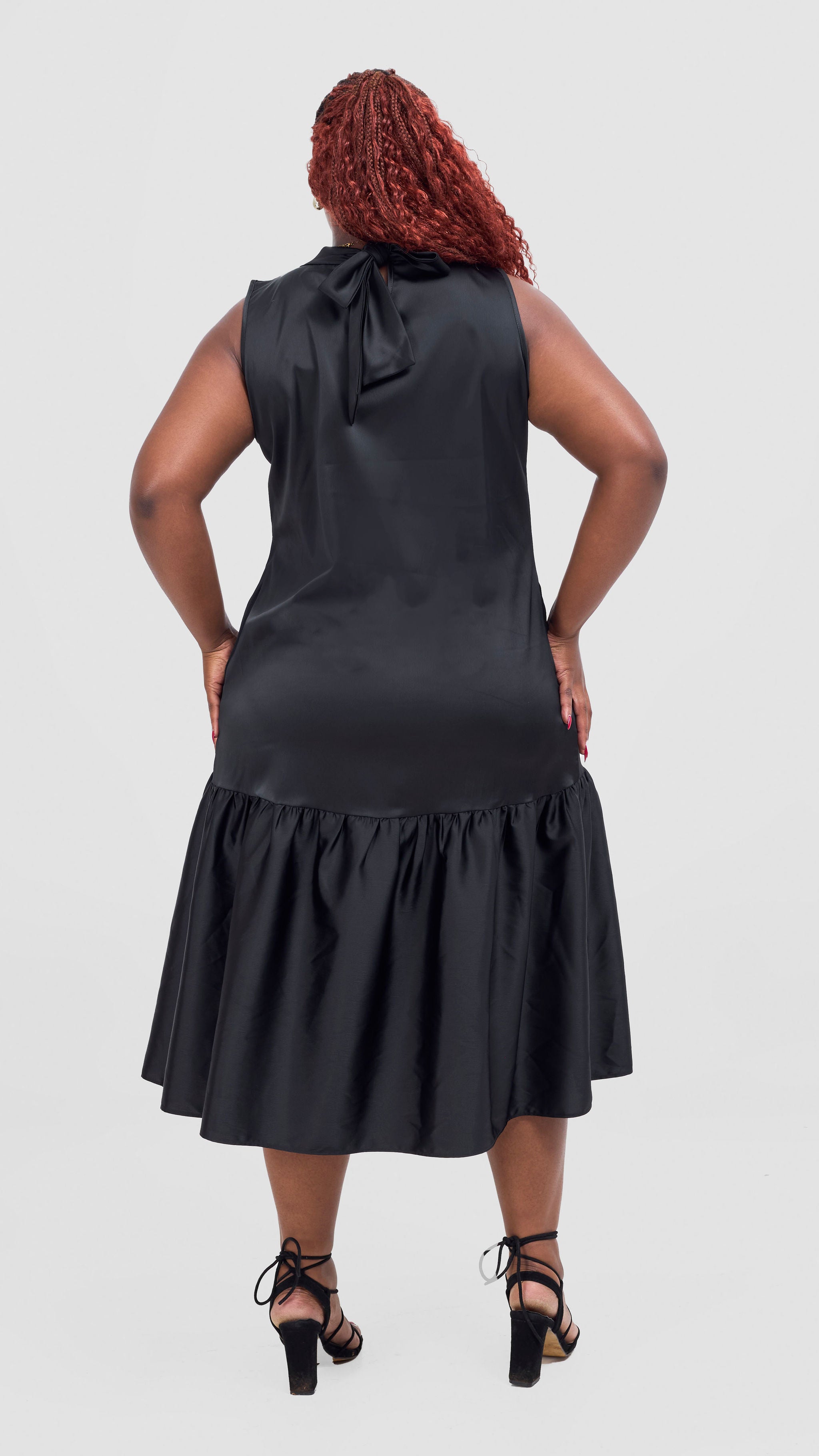 Vivo Takali Frilled Midi Dress - Black