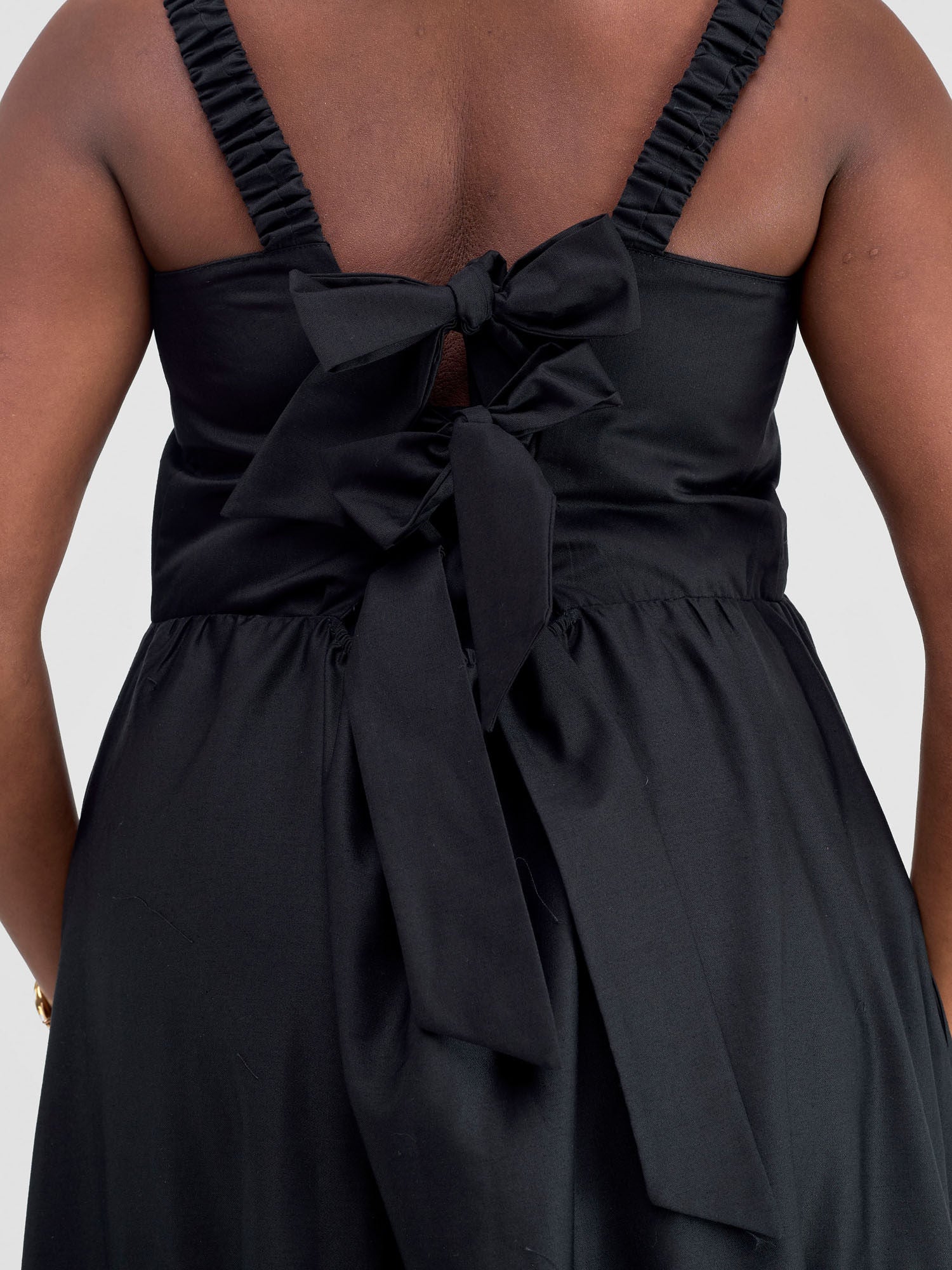 Safari Kikoy Tie Back Maxi Dress - Black