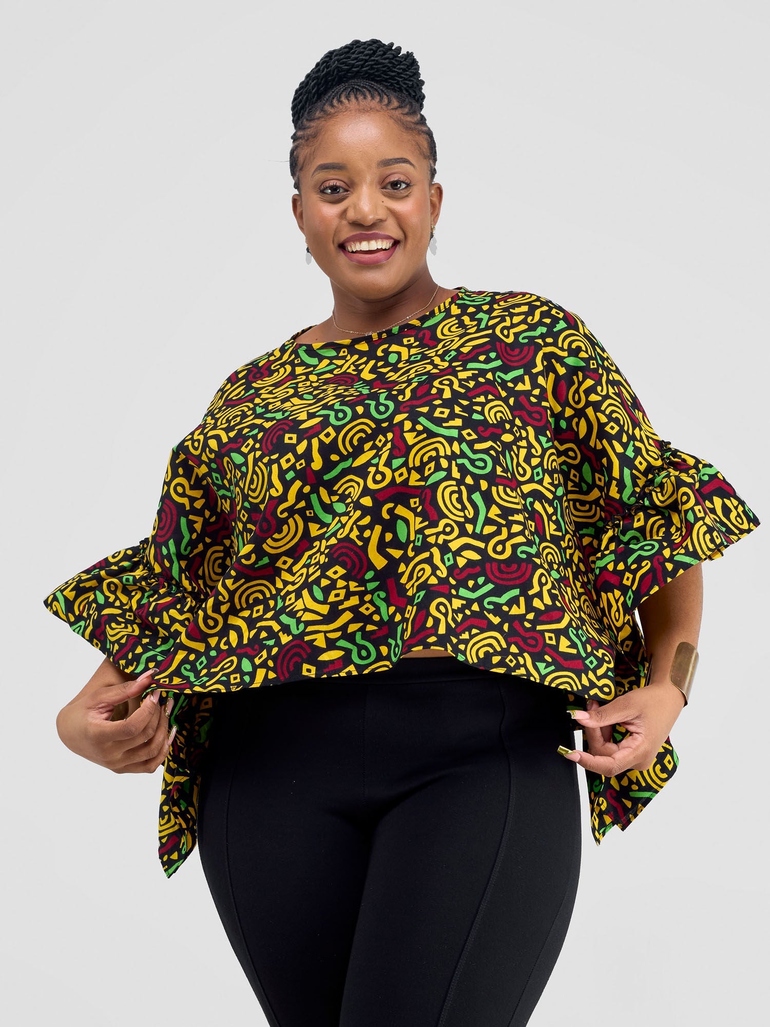 Safari Kitenge Side Frill Kaftan - Tafo