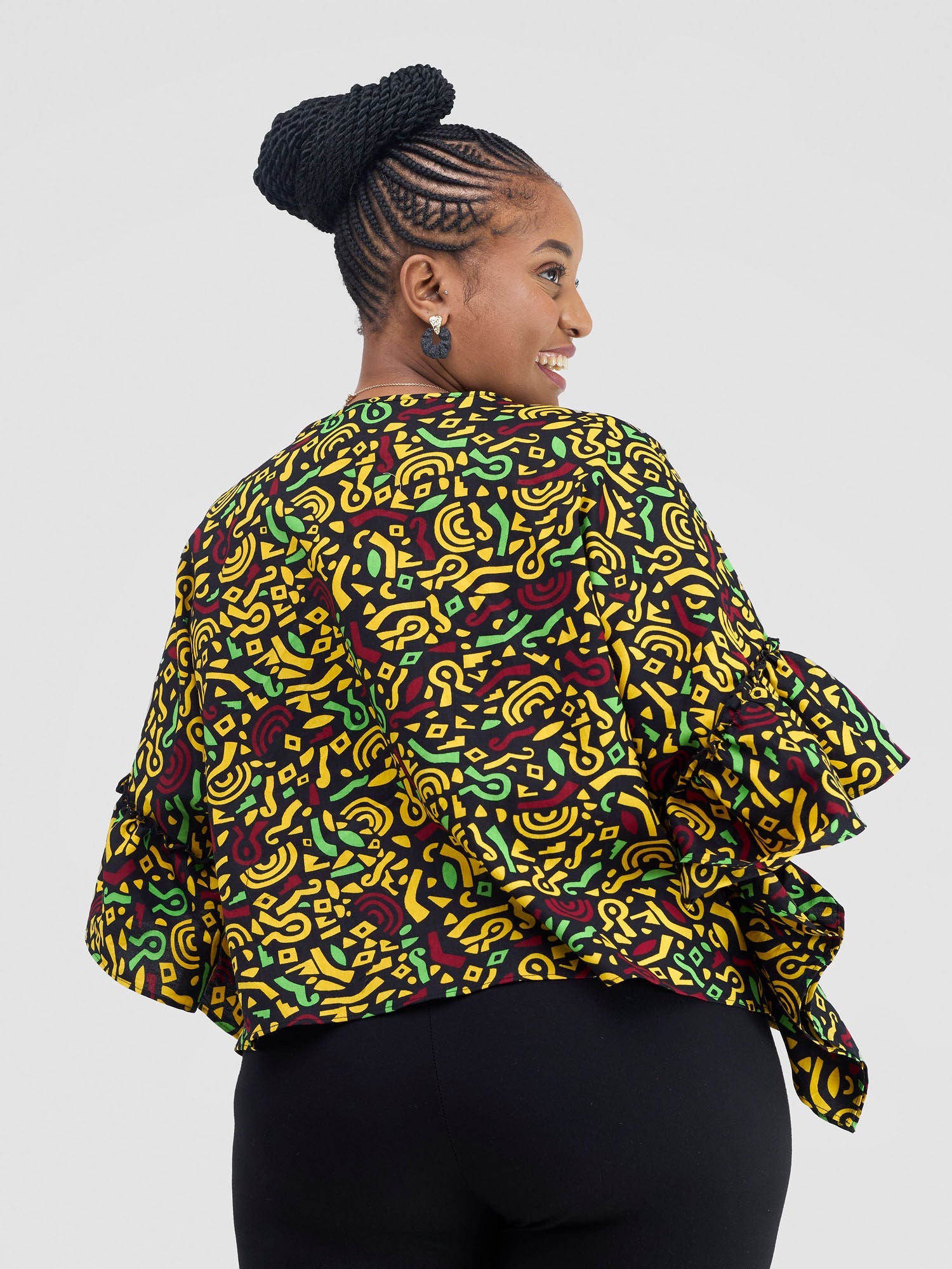 Safari Kitenge Side Frill Kaftan - Tafo