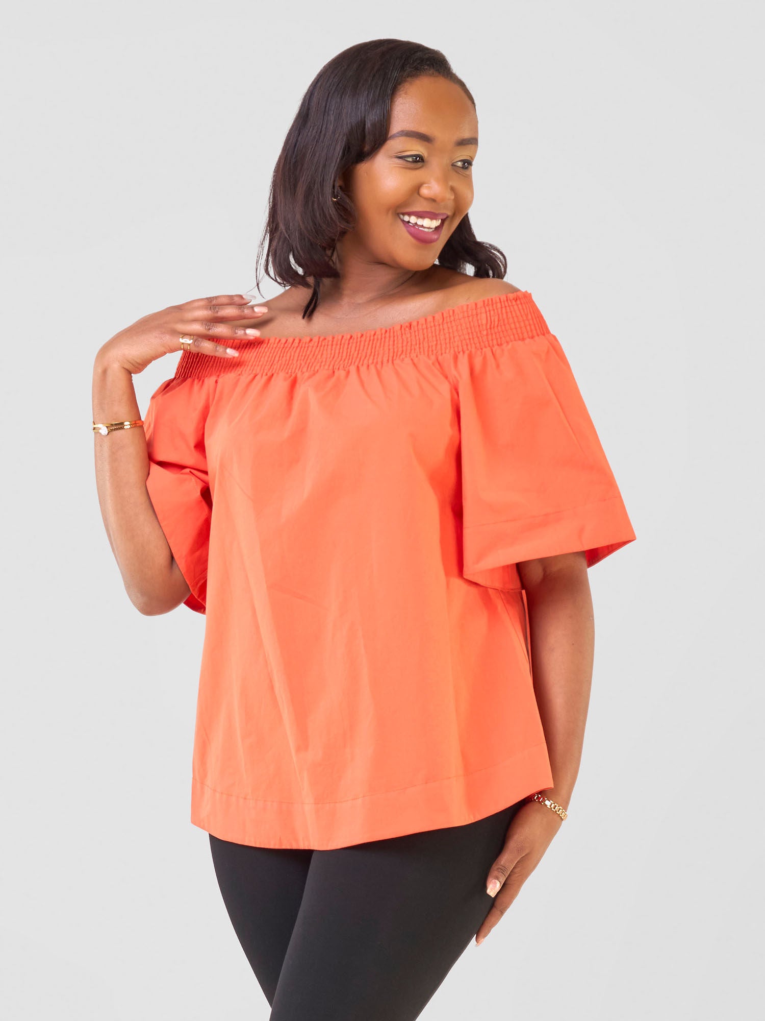 Safari Zene Off Shoulder Top - Dark Orange