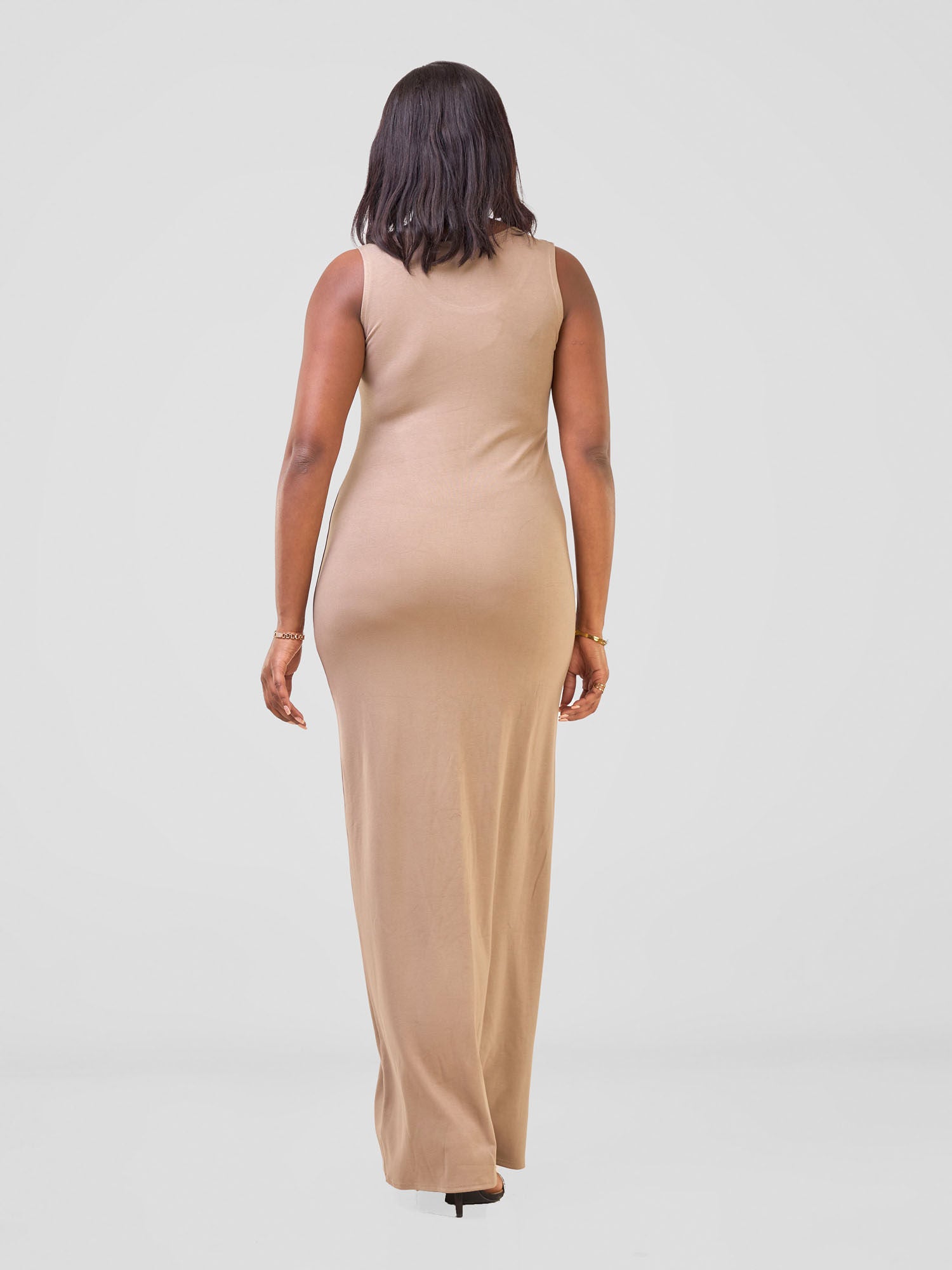 Vivo Basic Straight Maxi Dress - Taupe