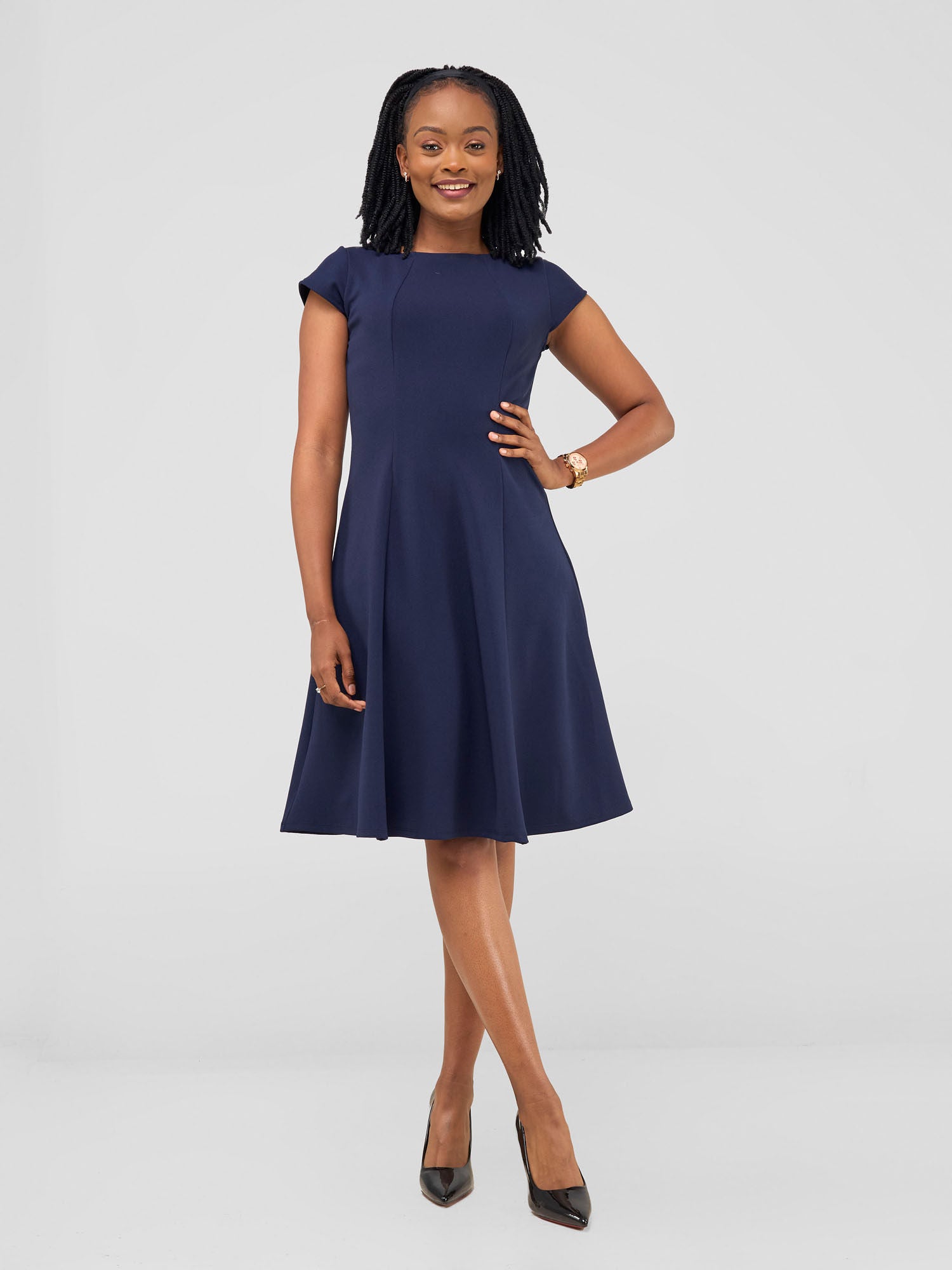 Vivo Basic 3 4 Sleeve Escape A Line Dress Navy Blue Vivo Fashion Group Kenya