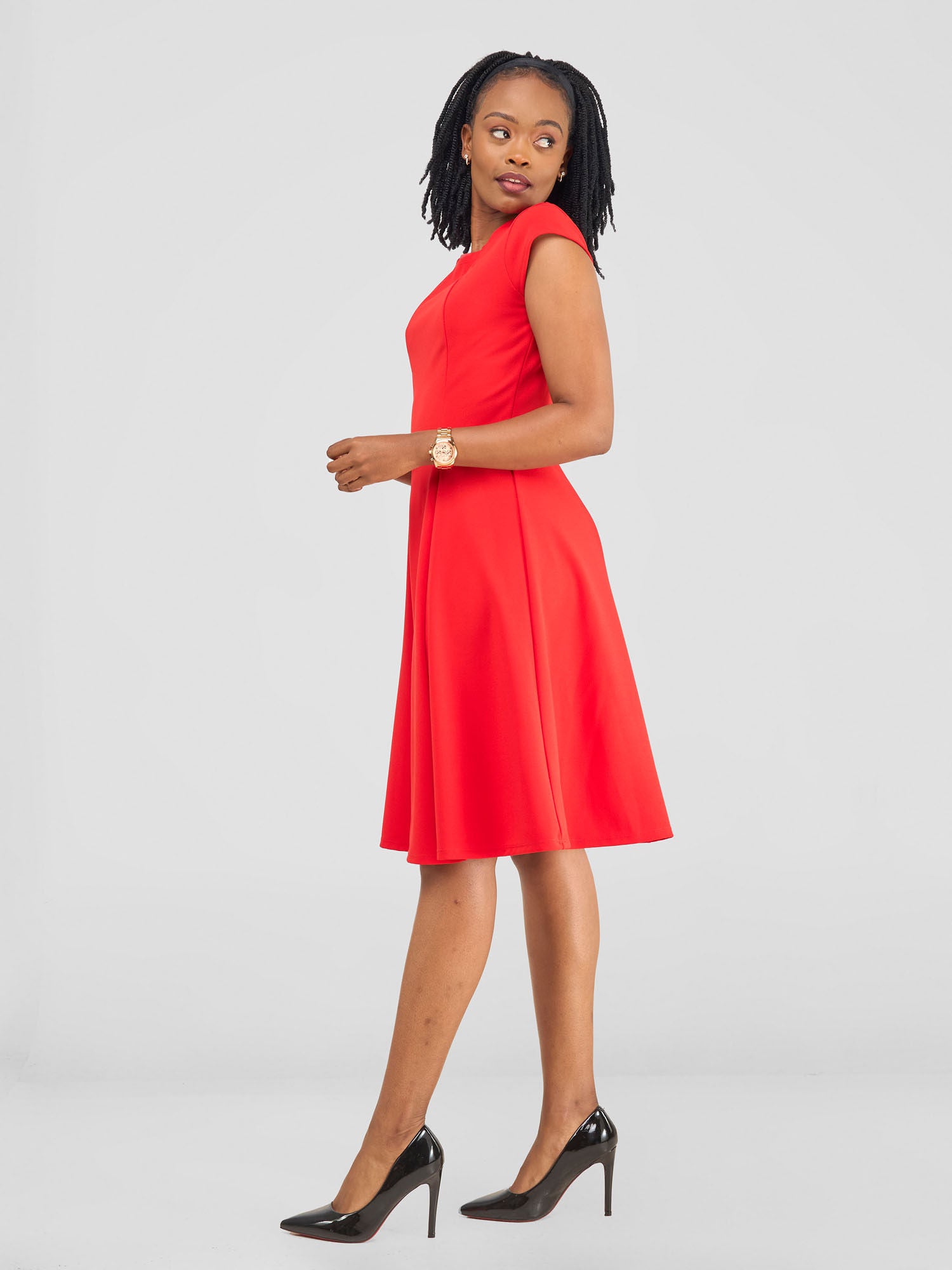 Vivo Basic 3/4 Sleeve Escape A-Line Dress - Orange