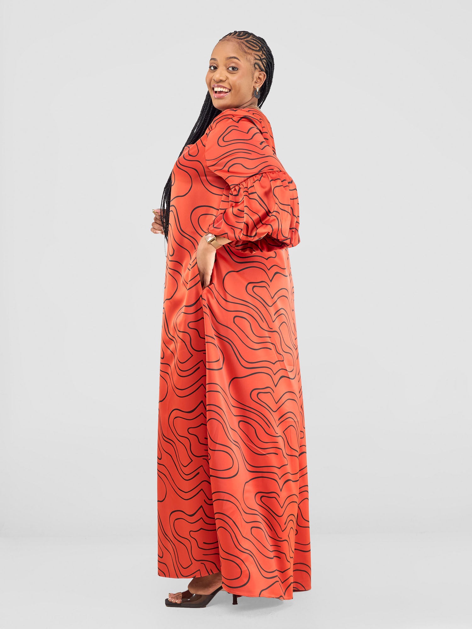 Vivo Hanabi Tent Maxi Dress - Rust/ Black Hini Print