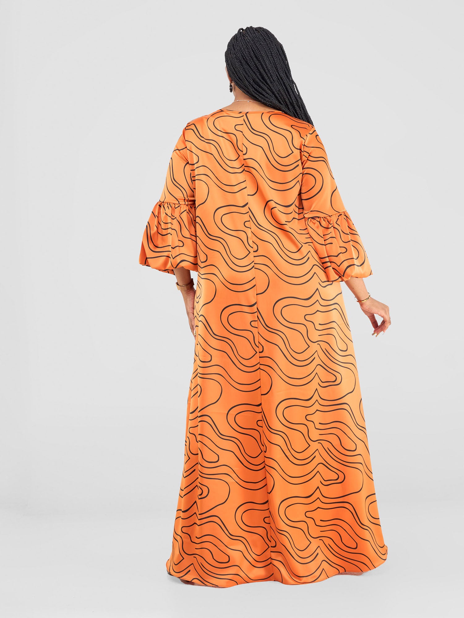 Vivo Hanabi Tent Maxi Dress - Orange/ Black Hini Print